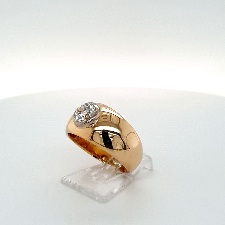 Ring Gelb Weiß Gold 750 Brillant Unisex Schmuck