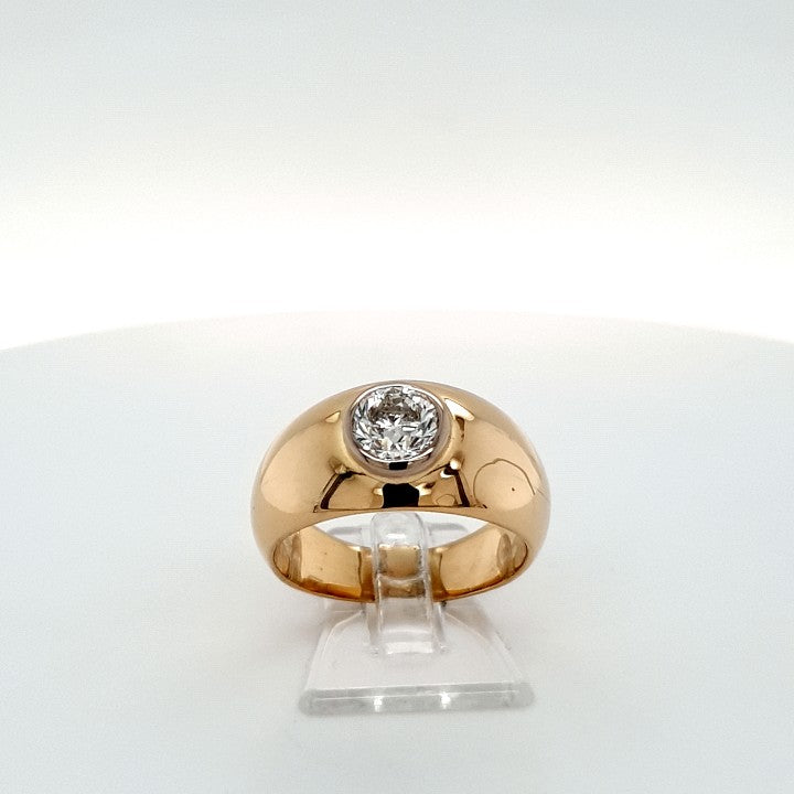 Ring Gelb Weiß Gold 750 Brillant Unisex Schmuck
