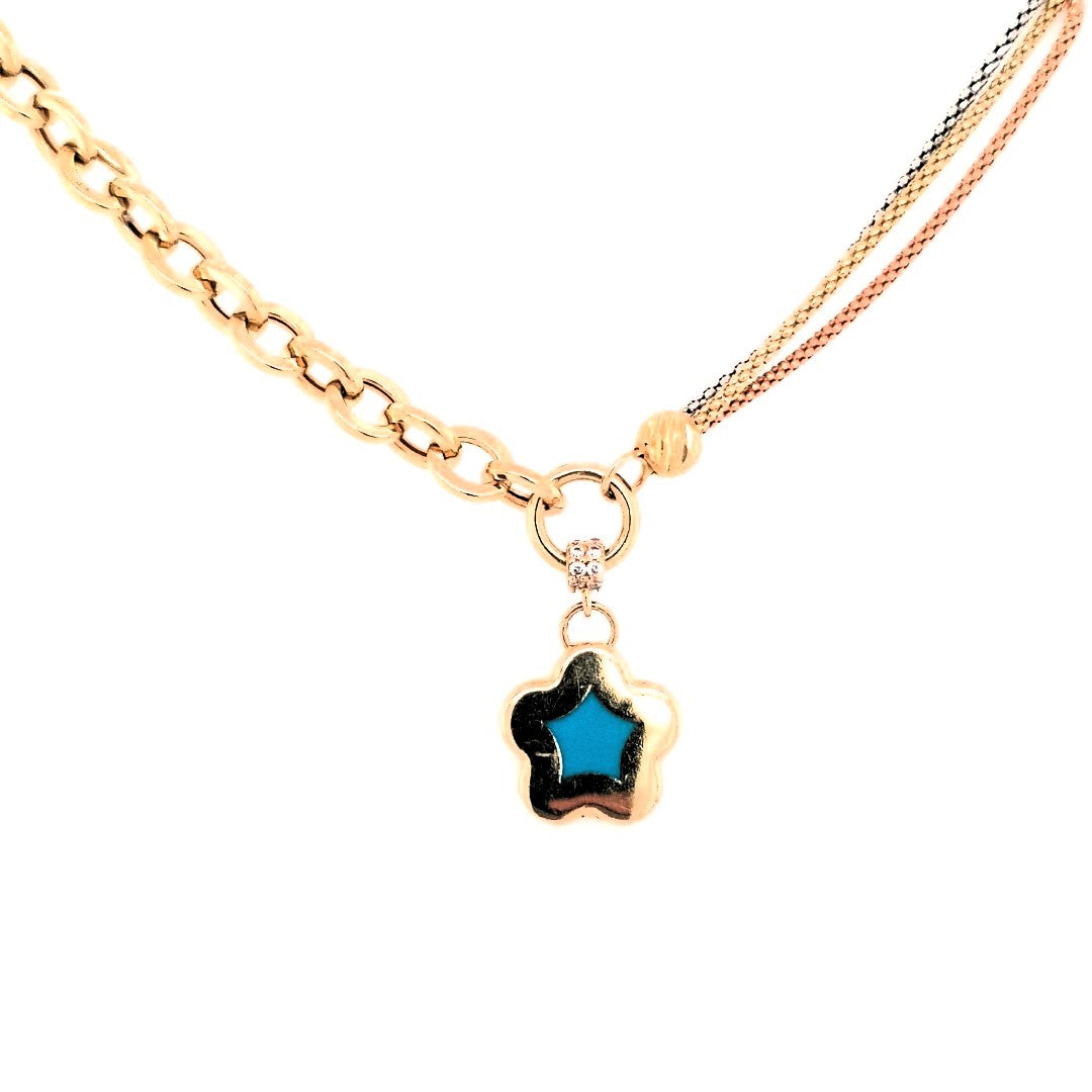 Collier Gelbgold Weißgold Rotgold 585 14 kt. Zirkonia Anhänger Damen Schmuck 189625