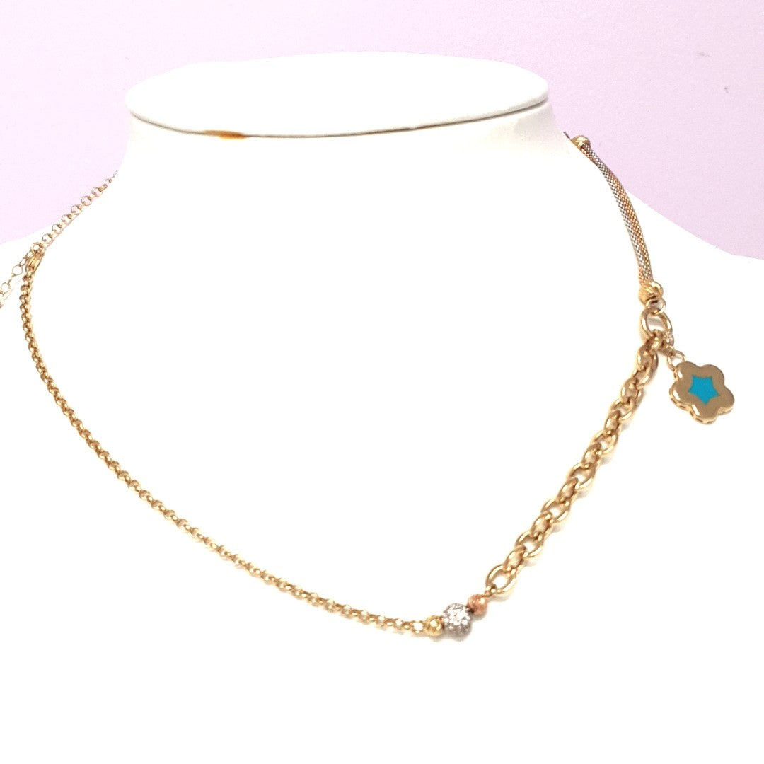Collier Gelbgold Weißgold Rotgold 585 14 kt. Zirkonia Anhänger Damen Schmuck 189625