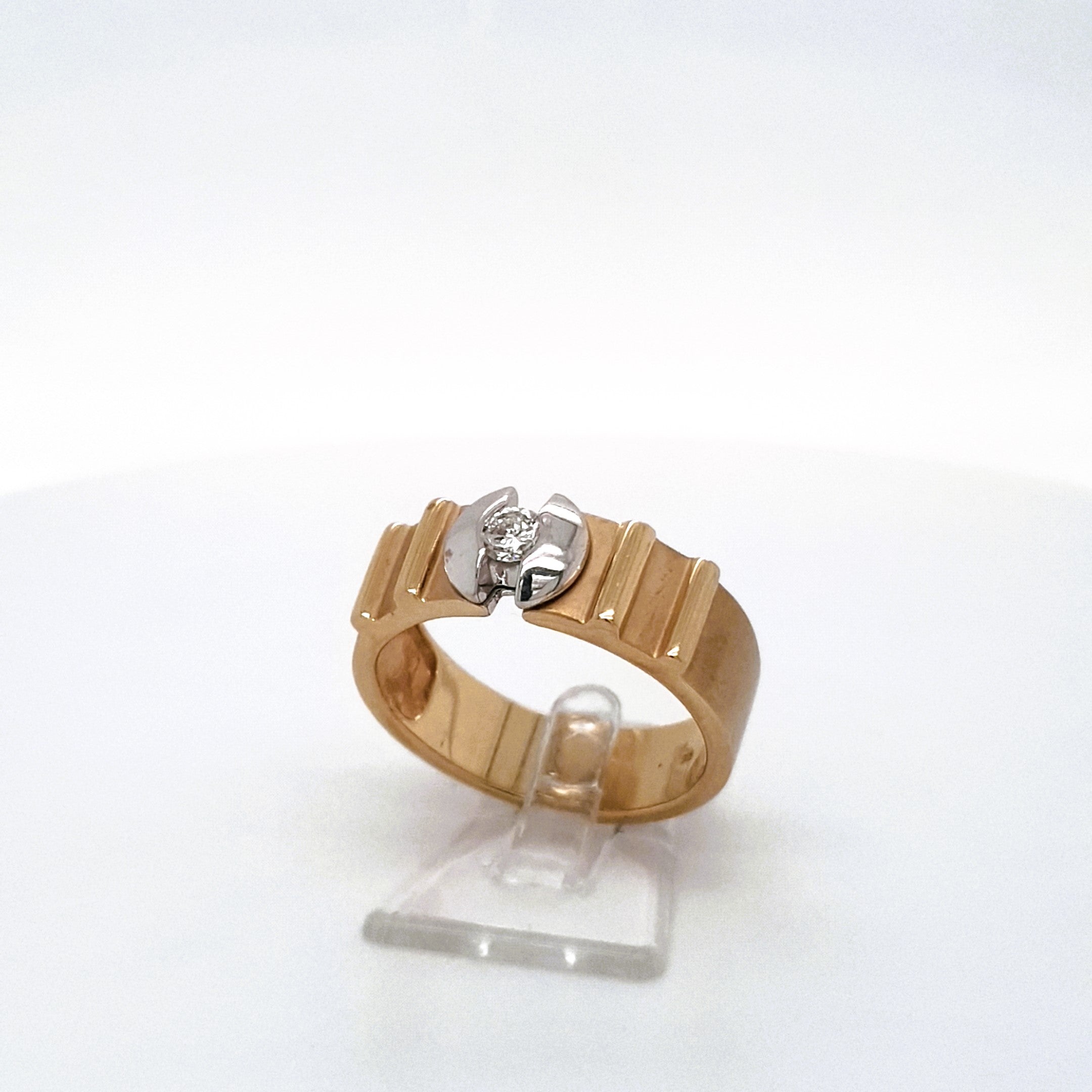Ring Gelb Weiß Gold 585 Brillant Unisex Schmuck