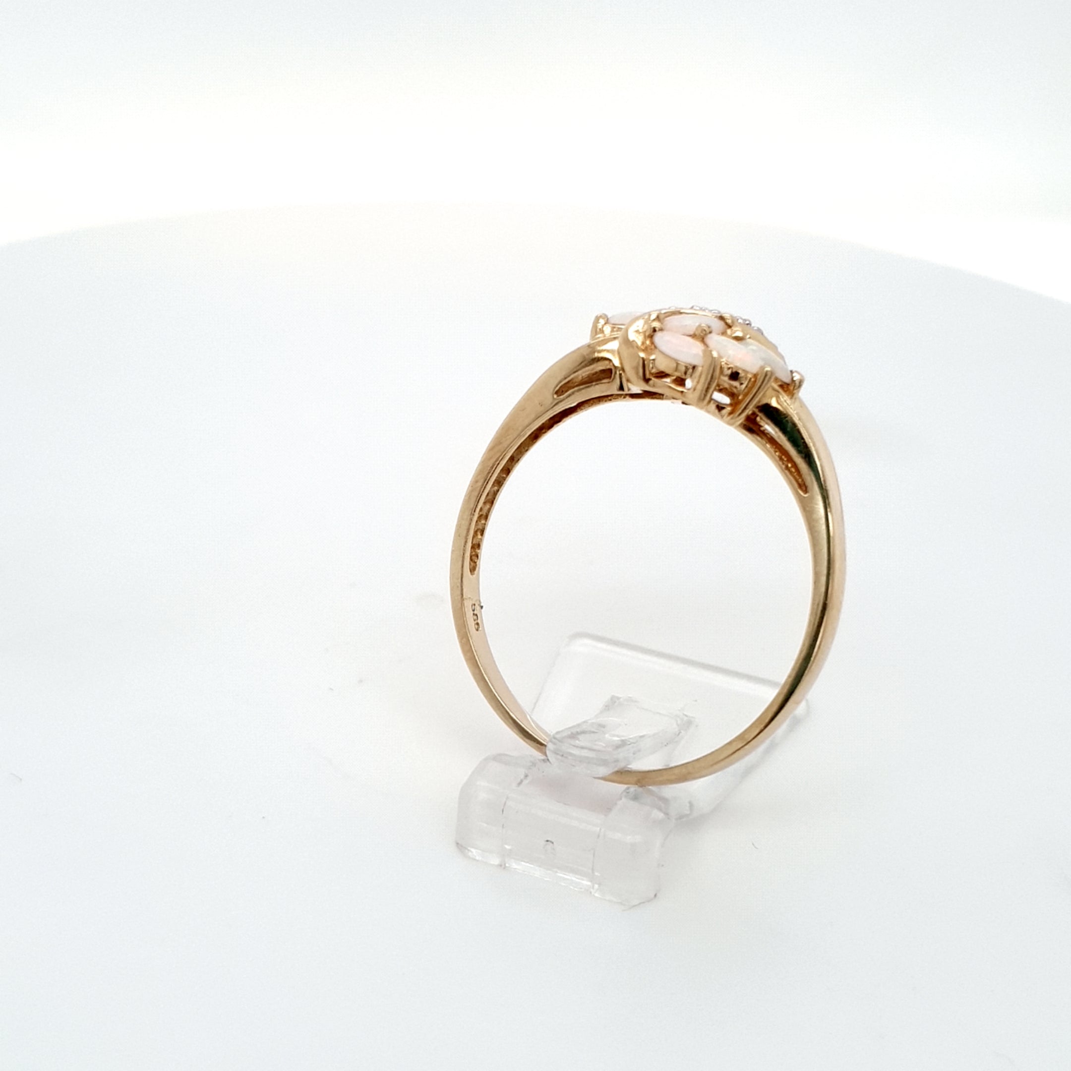 Damen Ring 585 14 kt Gelbgold Weißgold Diamanten Opale *65* Schmuck