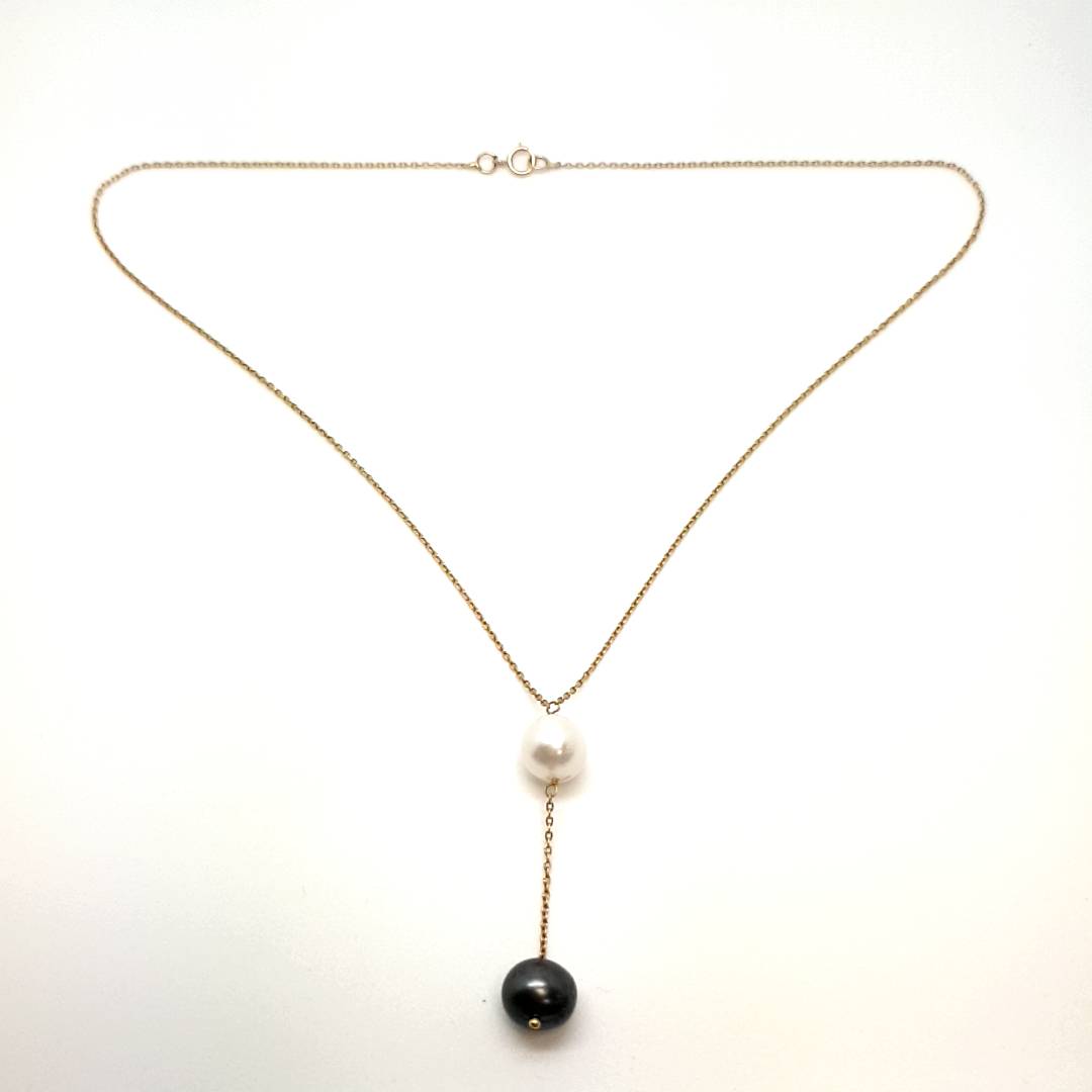 Gold Kette 750 Gelbgold 18kt Perlenbesatz Collier