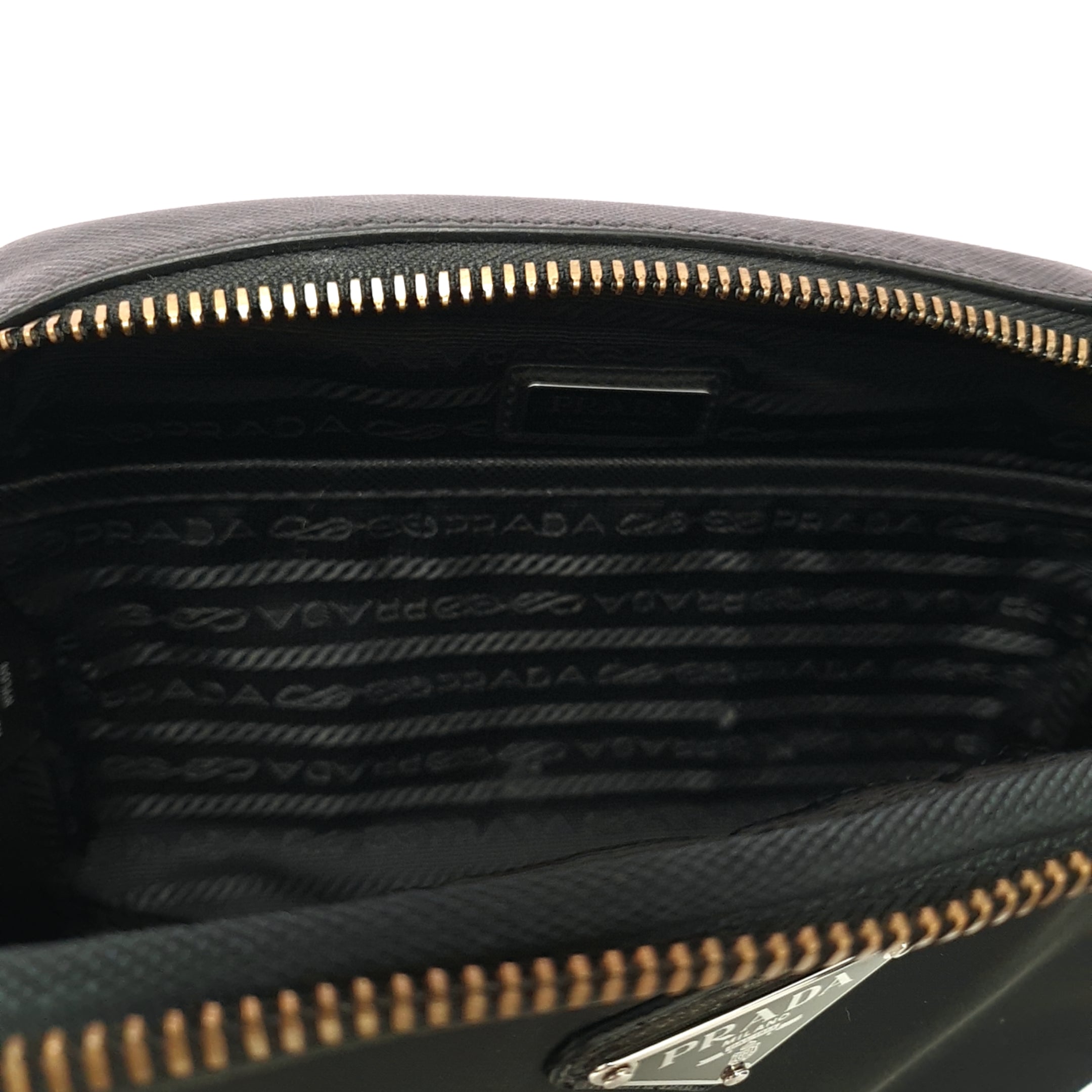 Prada Bandoliera Tessuto + Pelle Tussuto+Saffiano Nero Handtasche