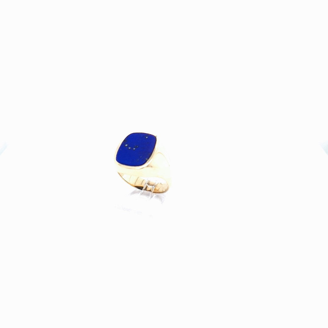 Herren Ring Gelbgold 585 14 kt Lapislazuli Platte Schmuck