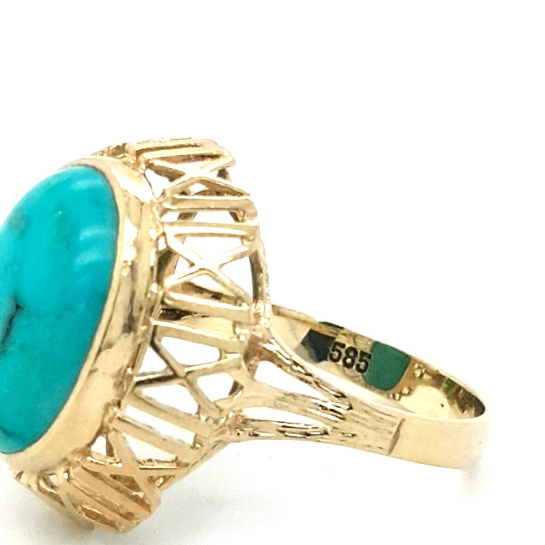 Ring Gold 585 14 kt Damen Schmuckstein Hellblau