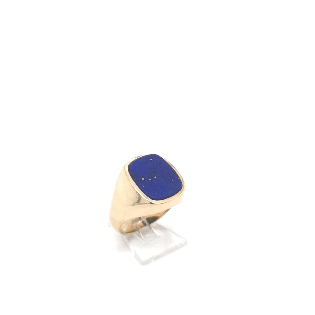 Herren Ring Gelbgold 585 14 kt Lapislazuli Platte Schmuck
