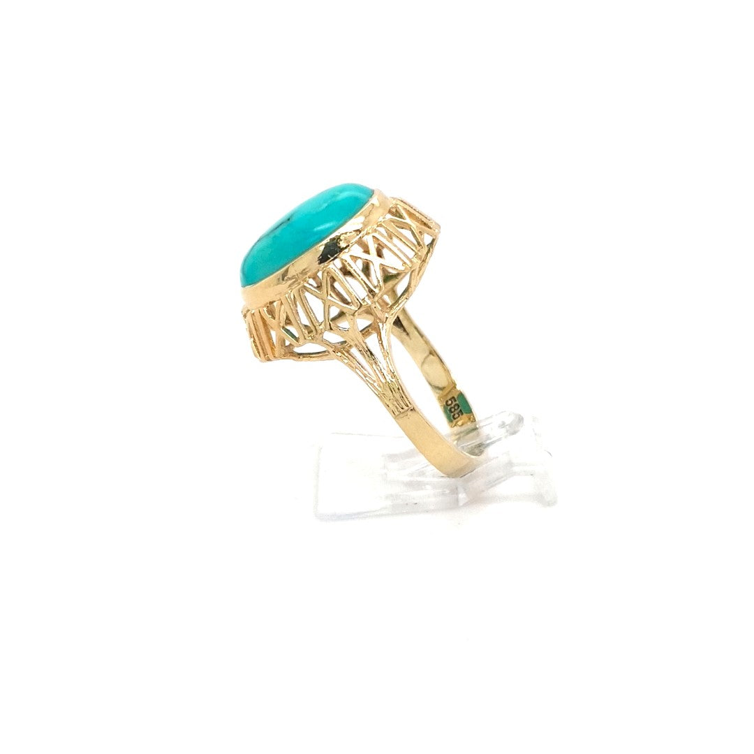 Ring Gold 585 14 kt Damen Schmuckstein Hellblau