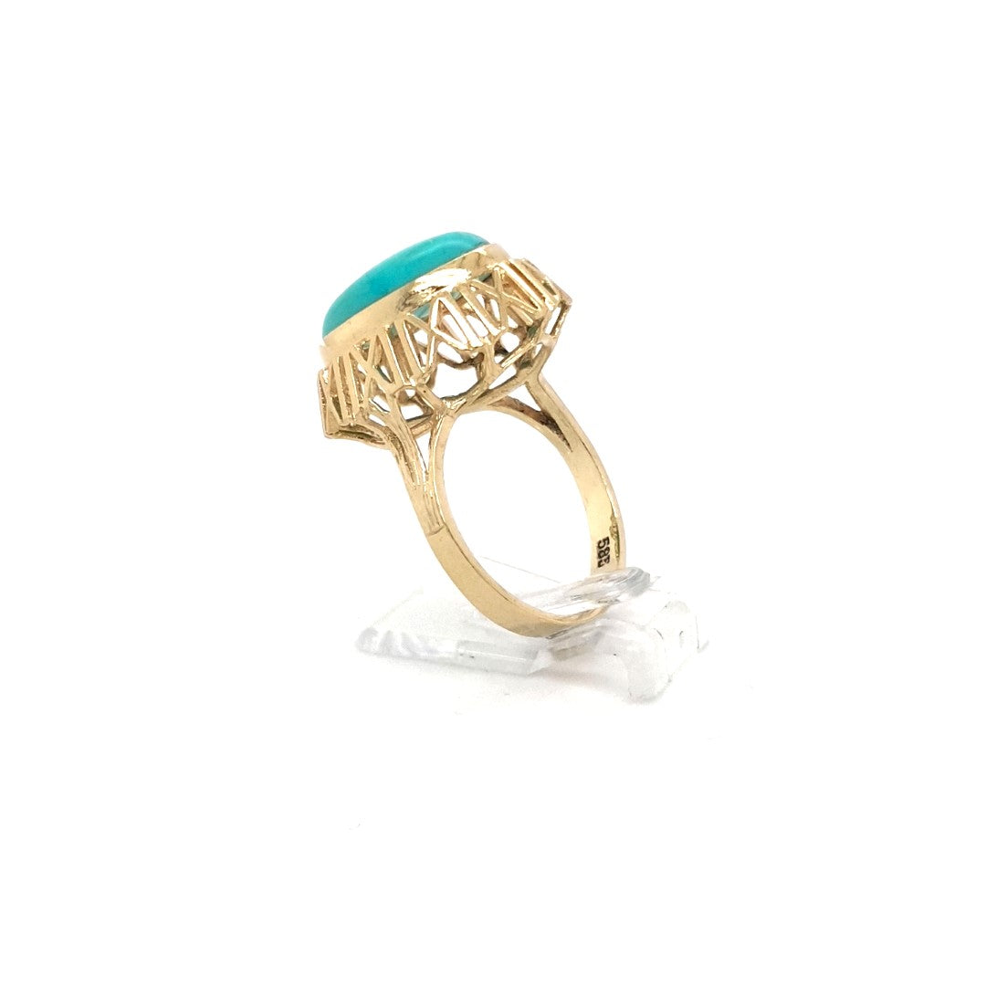 Ring Gold 585 14 kt Damen Schmuckstein Hellblau
