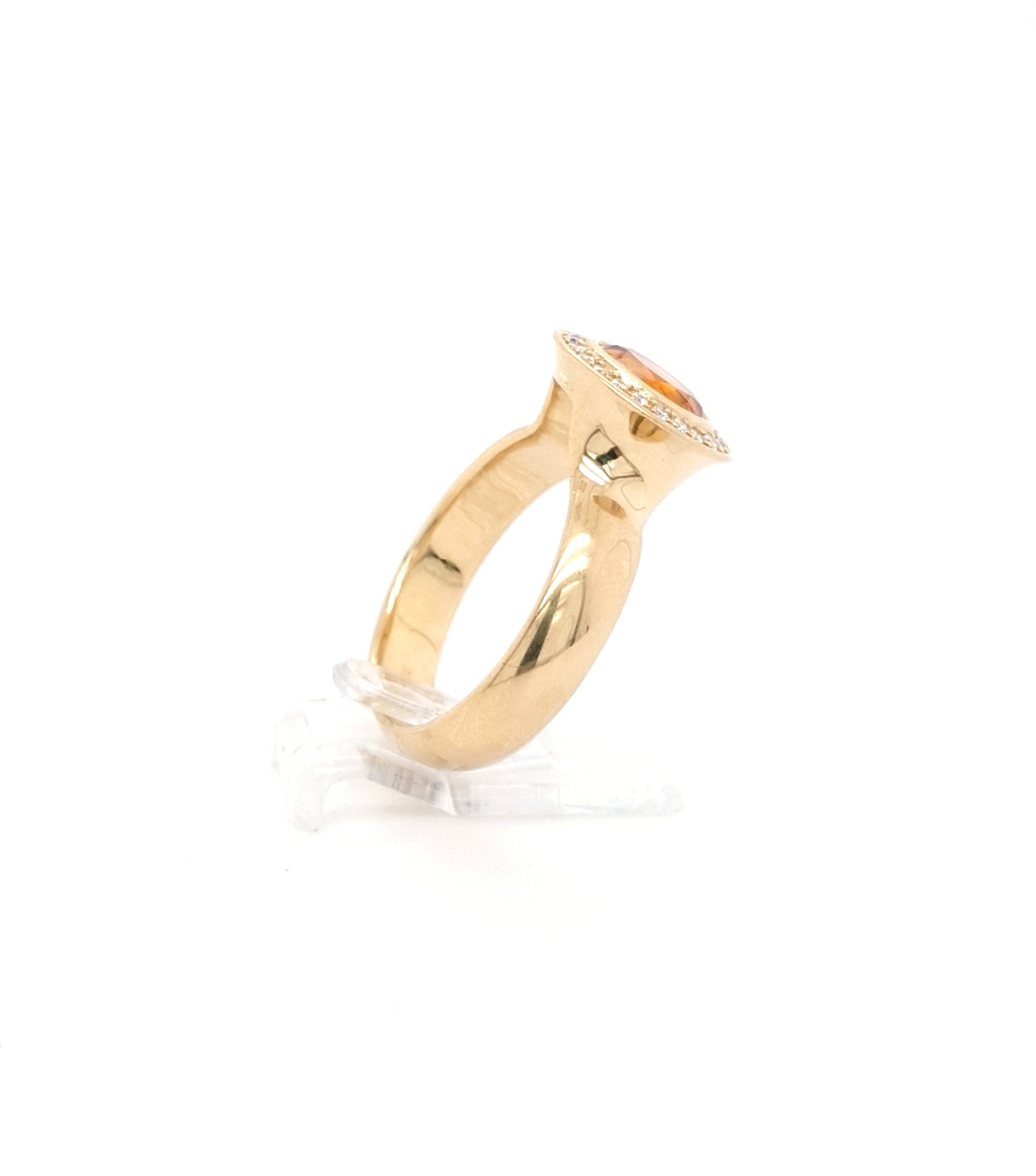 Damen Ring Gelbgold 750 / 18 kt Brillanten Schmuckstein Orange Damen