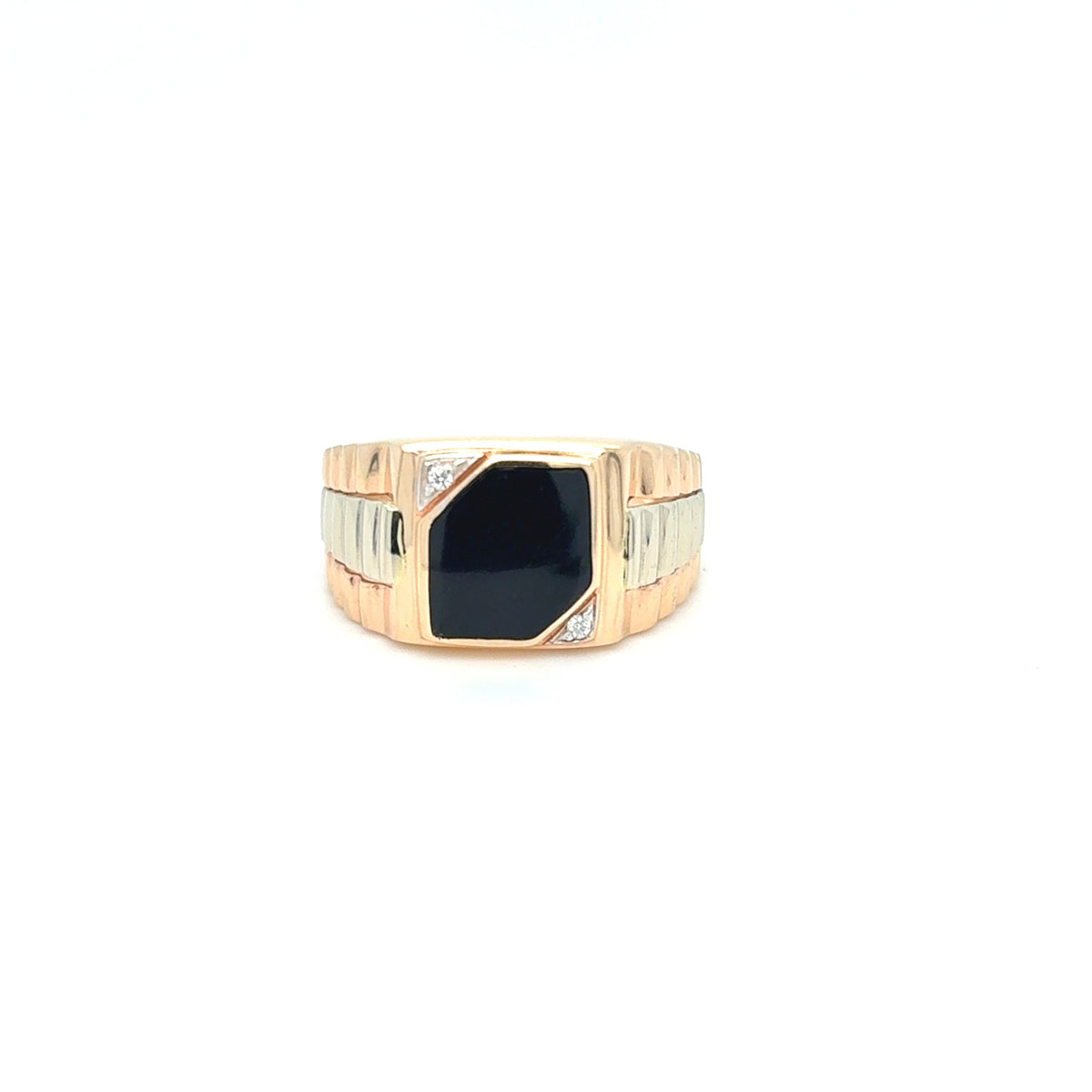 Ring Gold 585 14 kt Herren Zirkonia Schmuckstein schwarz