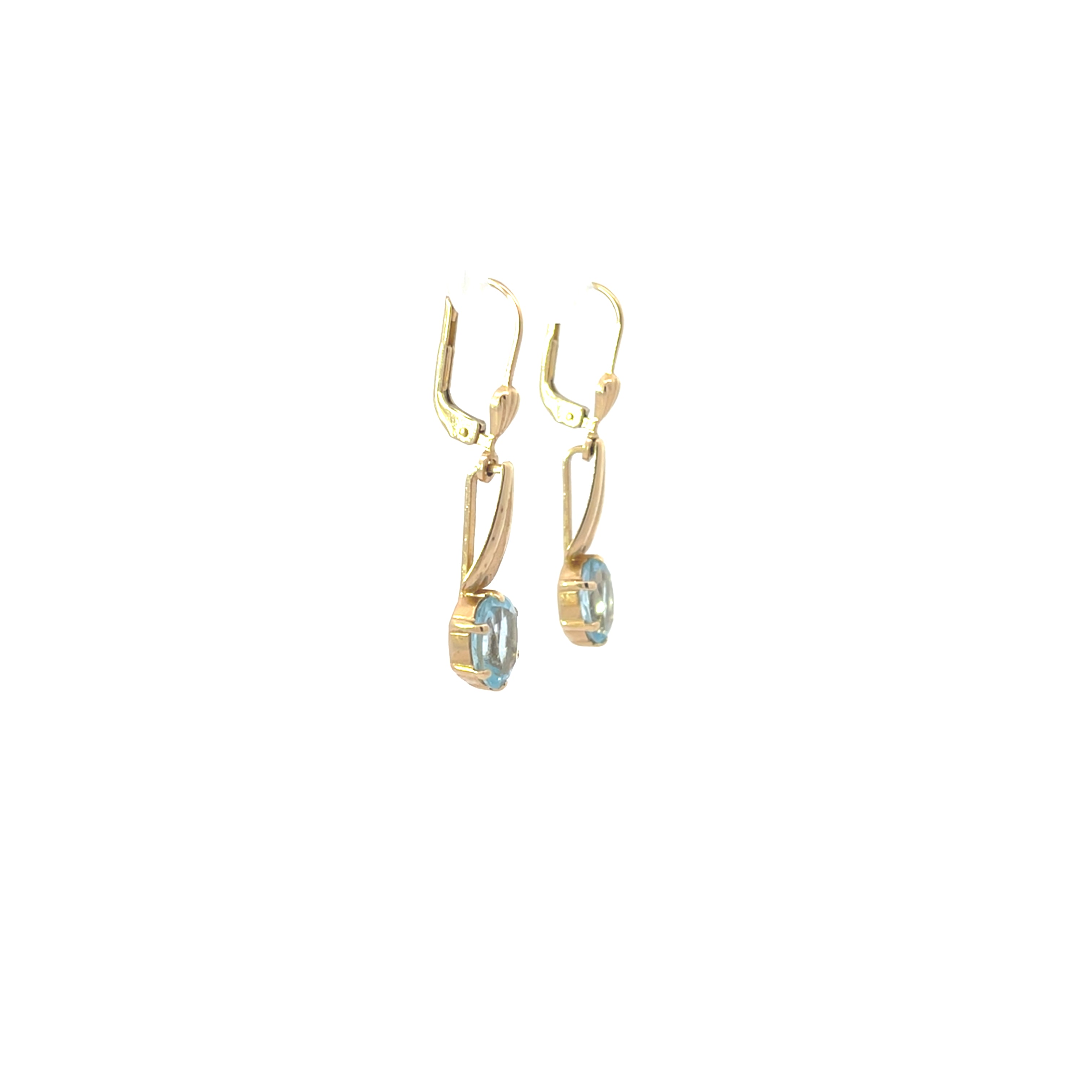 Ohrringe Gelb Gold 585 14 Karat mit Farbstein blau