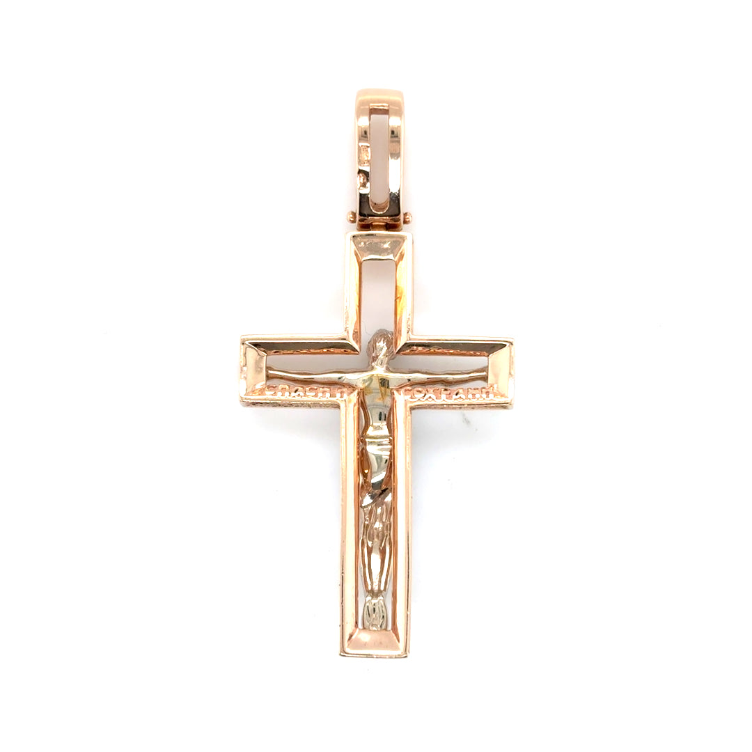 Kreuz Kettenanhänger Rot/Weißgold 585/14kt