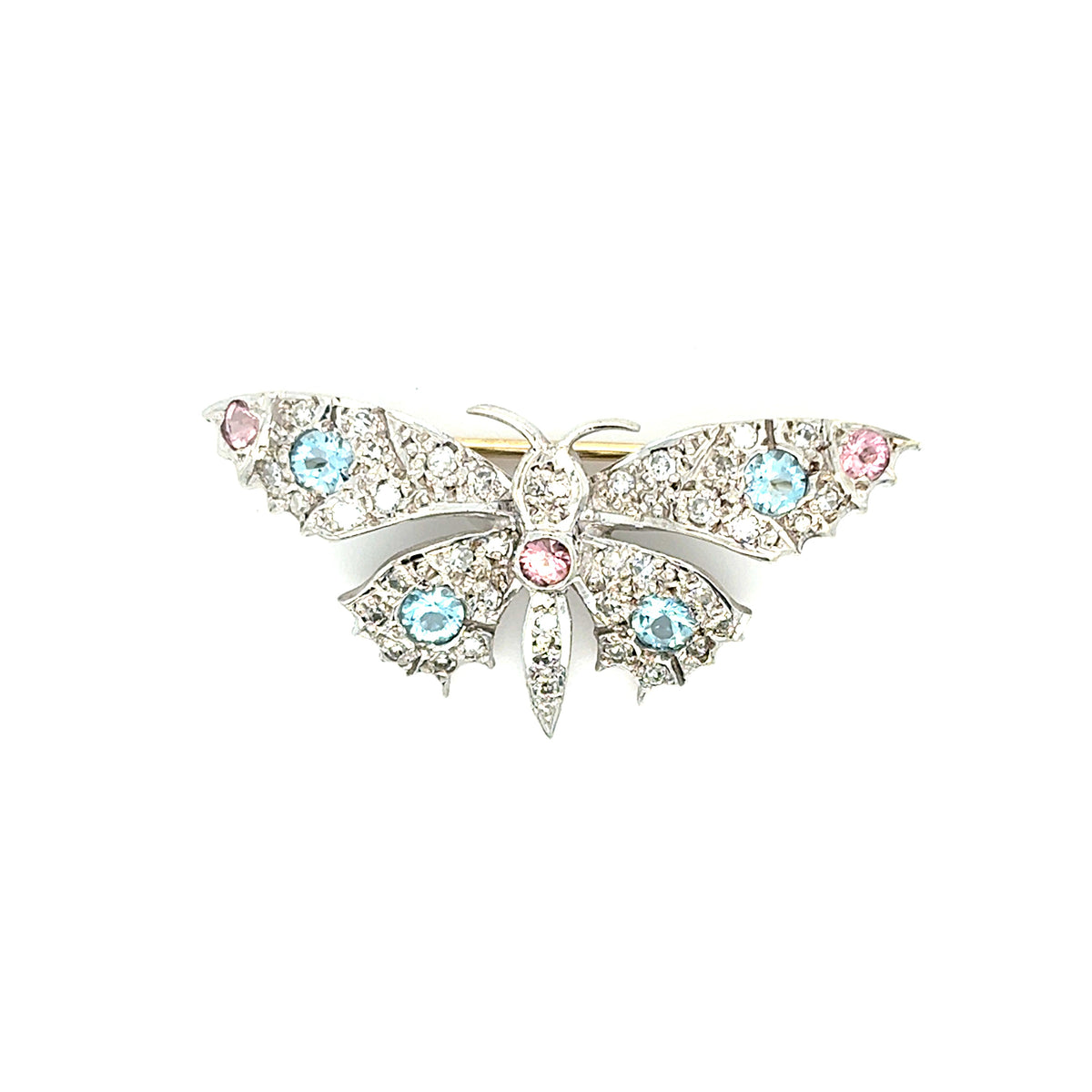 Brosche Anstecknadel Gold 585 14 kt Schmetterling Diamanten