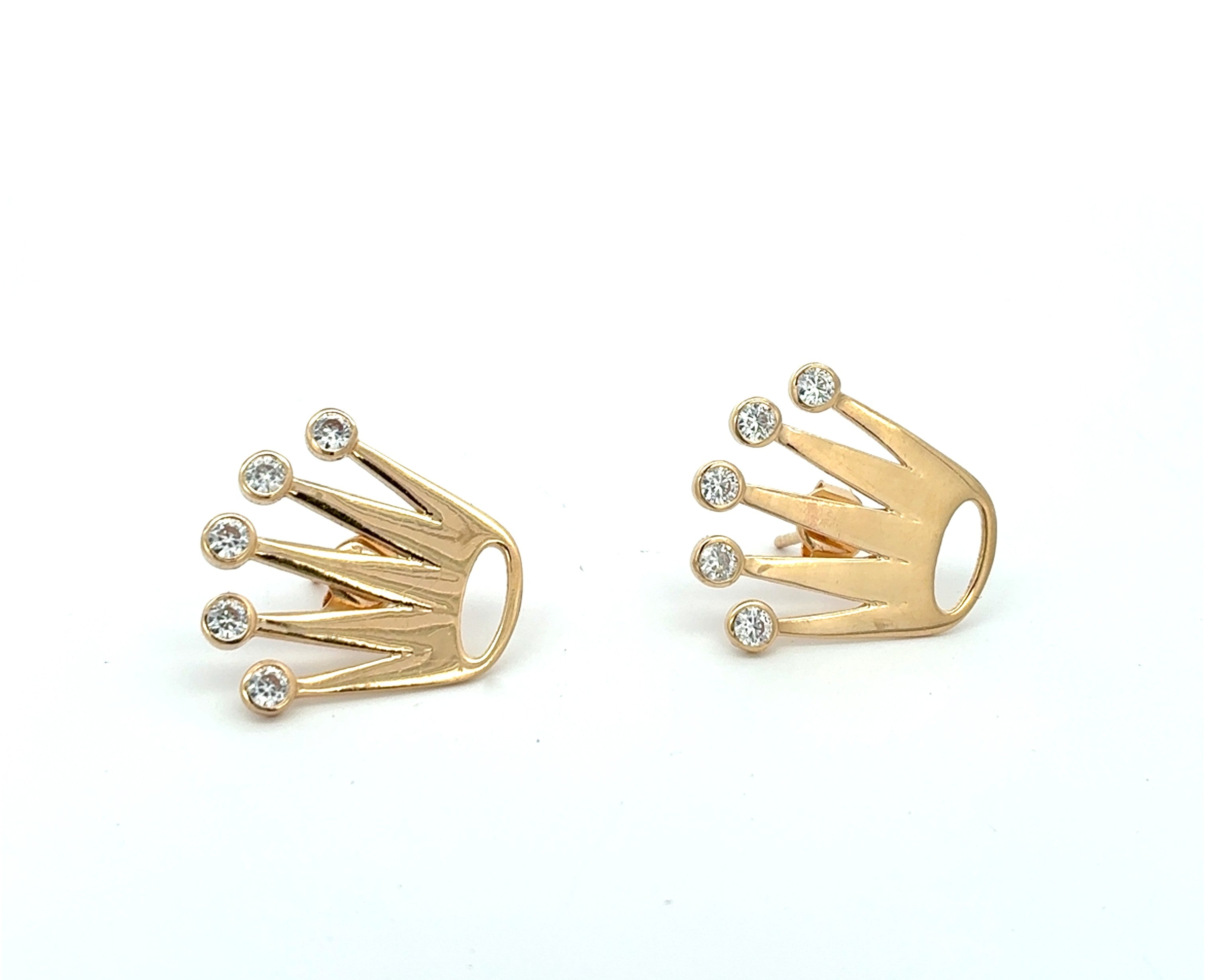 Ohrstecker Gelb Gold 585 Zirkonia Krone Unisex