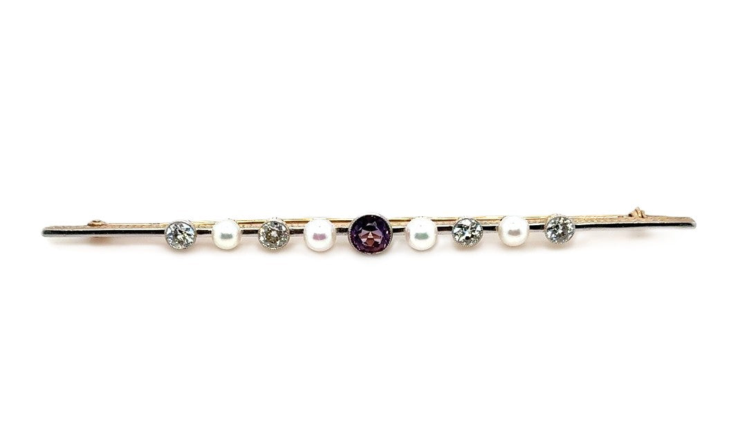 Brosche Gelb-/Weißgold Diamant 585/14kt
