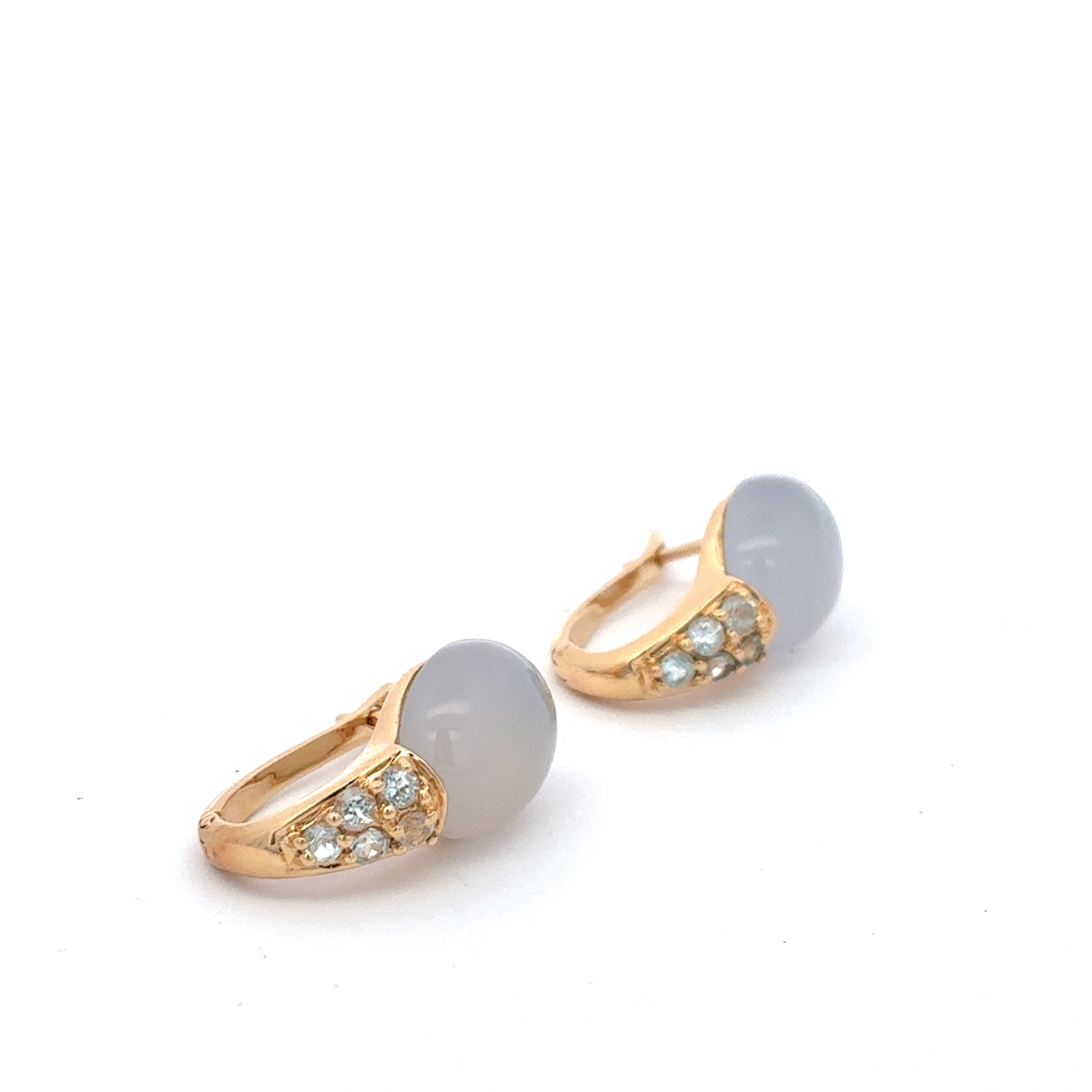 Ohrringe Gelb Gold 585 Mondstein Schmuckstein hellblau