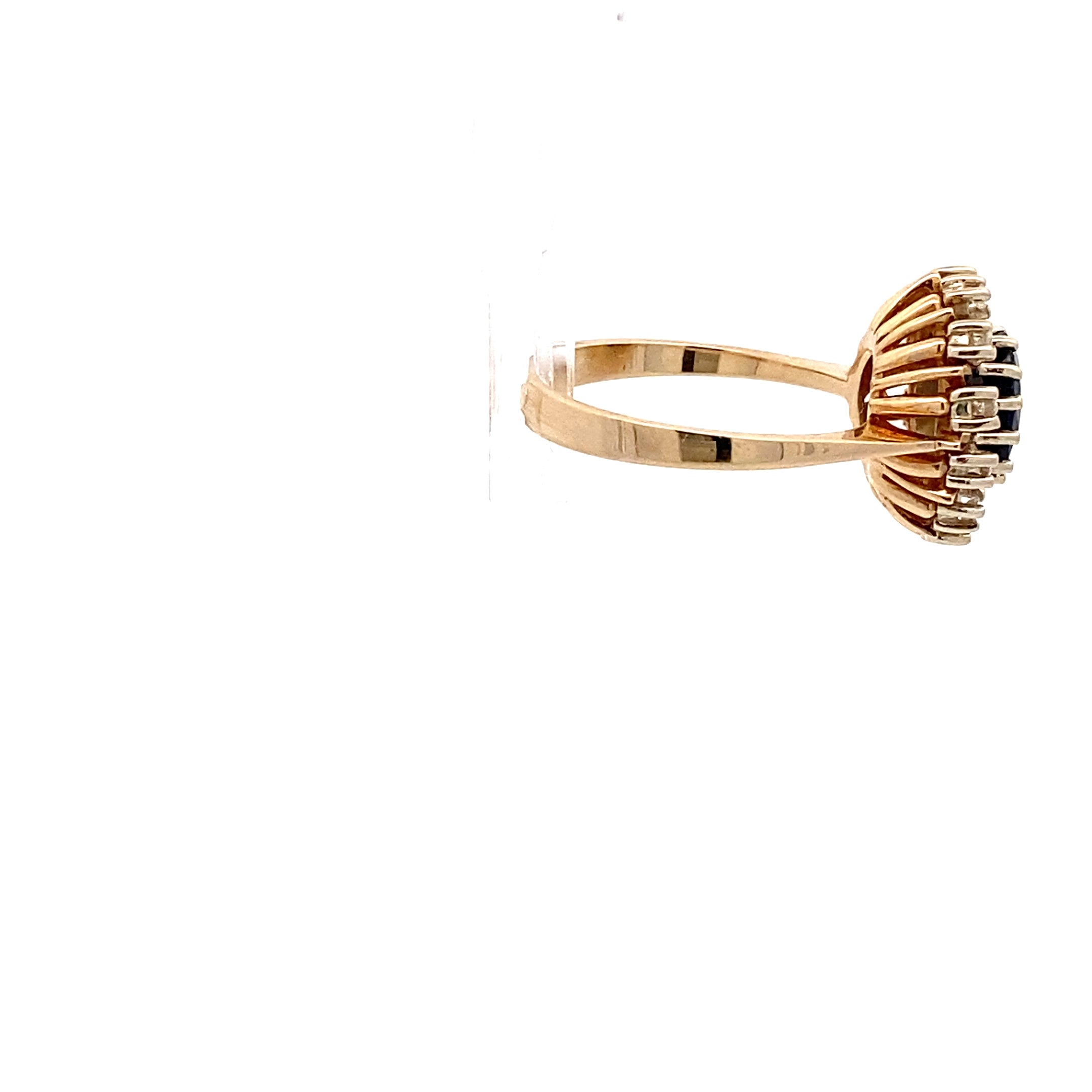 Brillanten Ring Gelb Gold mit Farbstein blau 585 14 Karat