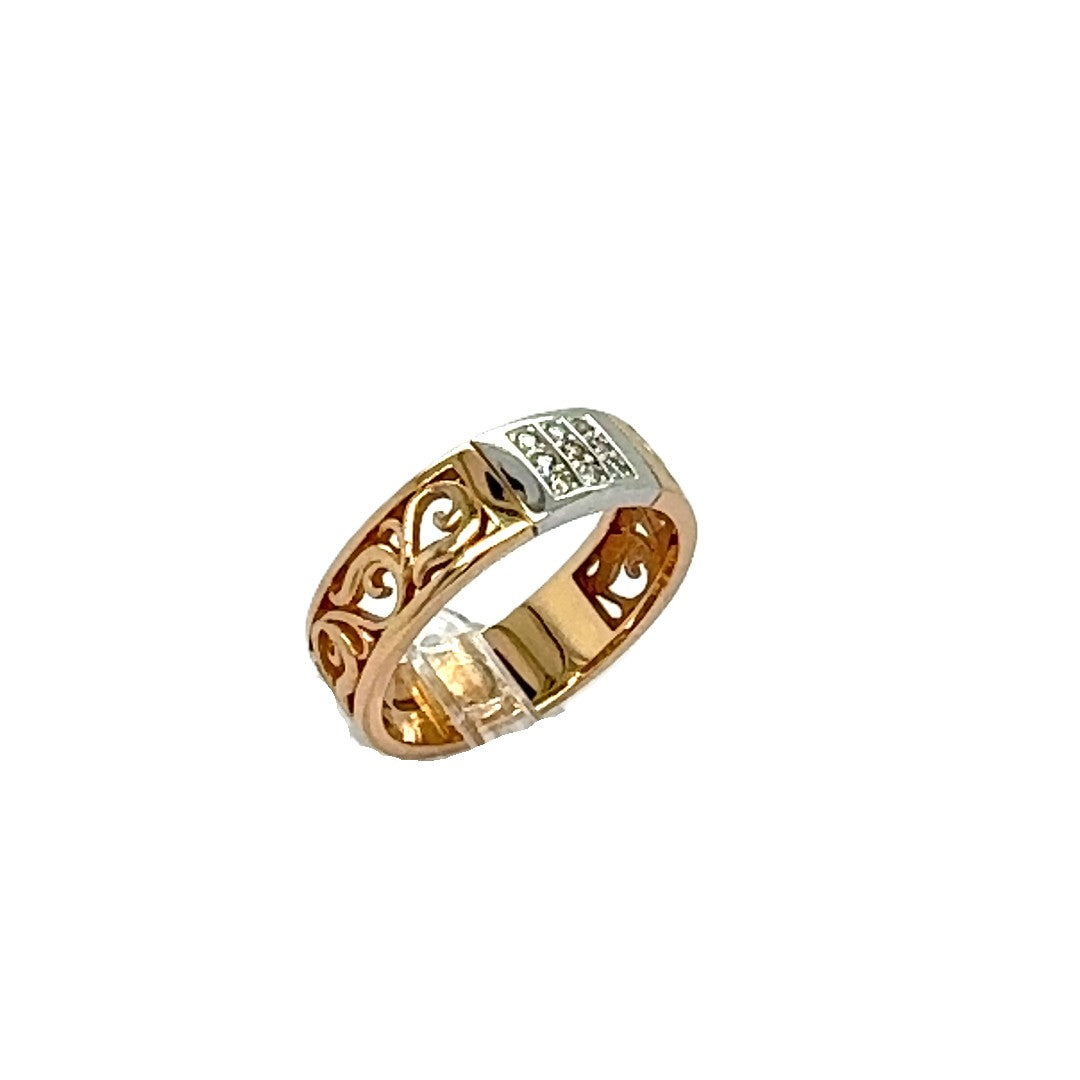 Ring Rotgold Weißgold 585 Gr.55 mit Brillanten