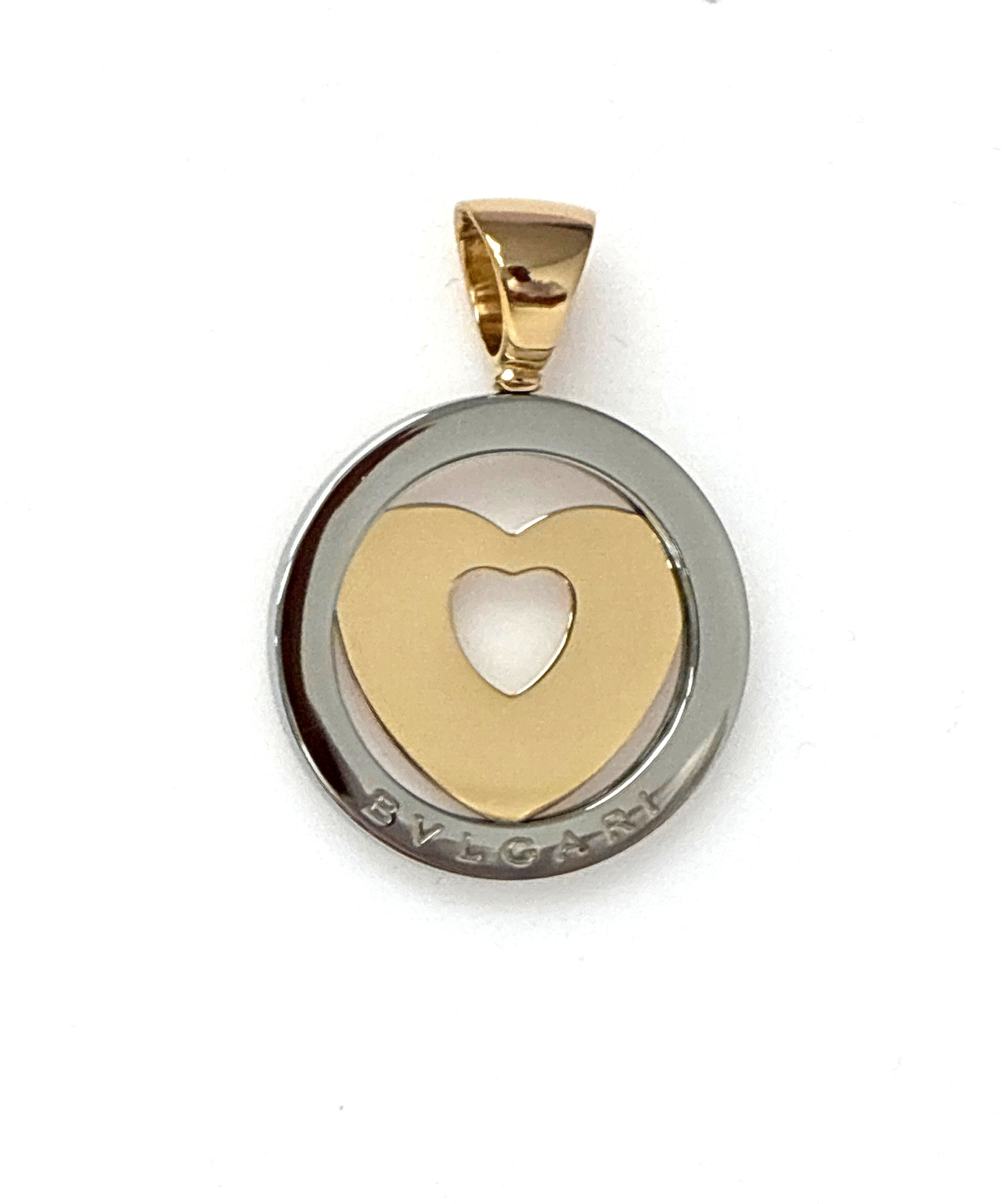 Bvlgari Tondo Anhänger Herz Gelb Gold 750 Stahl Unisex