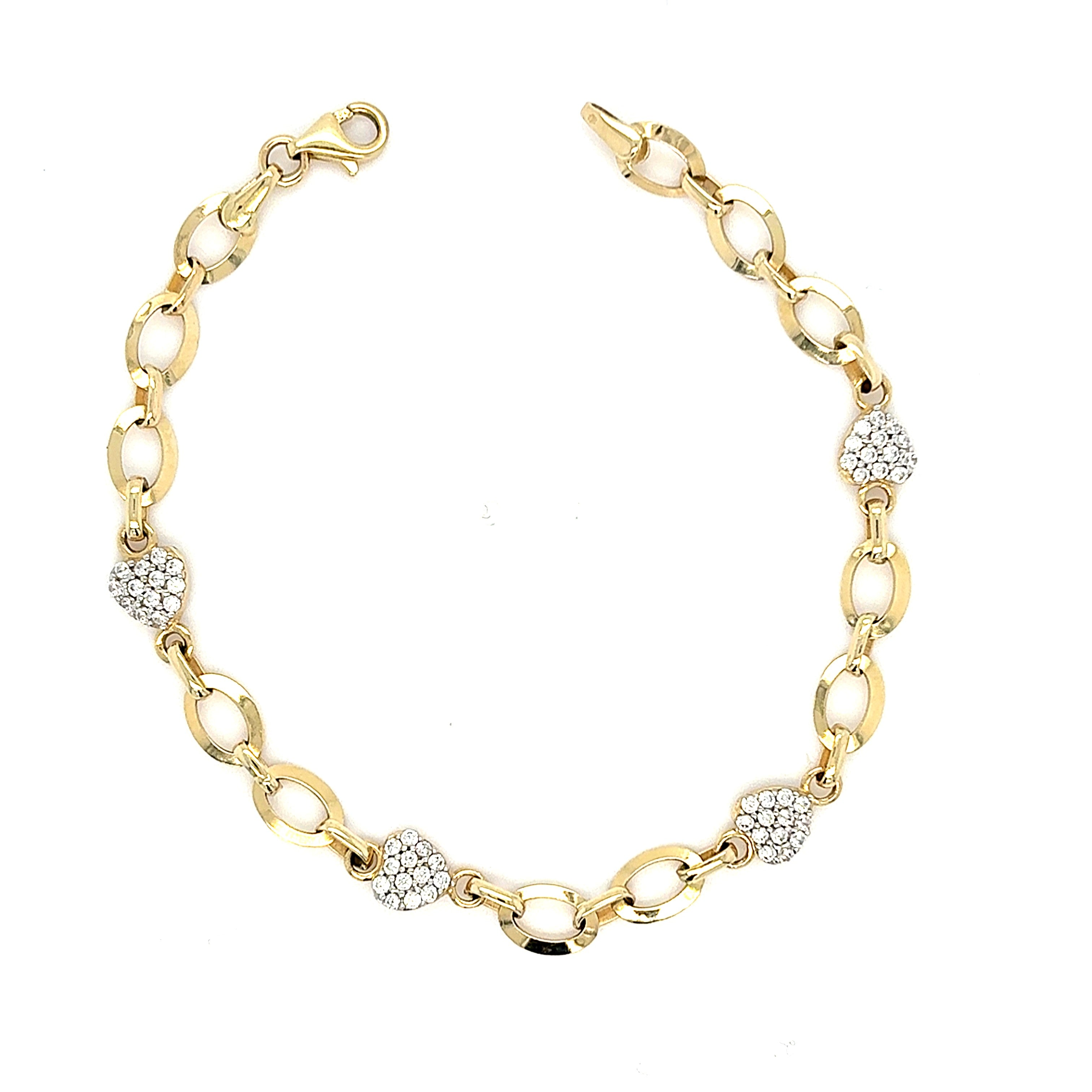 Armband Gold 585 14 kt Herz Zirkonia Damen Geschenk
