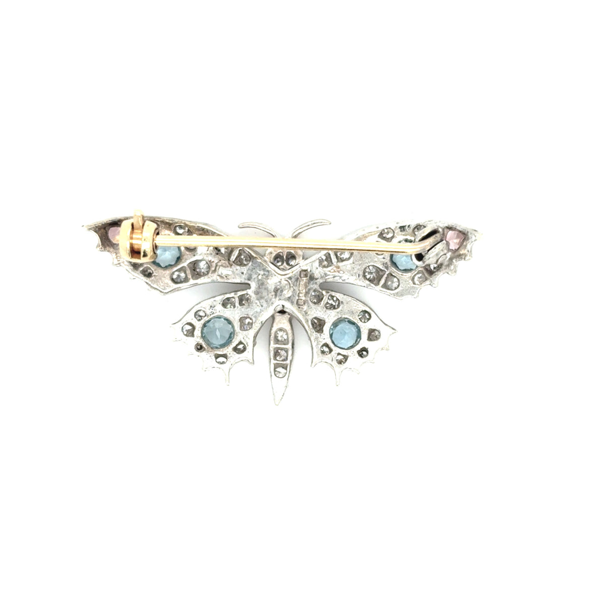 Brosche Anstecknadel Gold 585 14 kt Schmetterling Diamanten