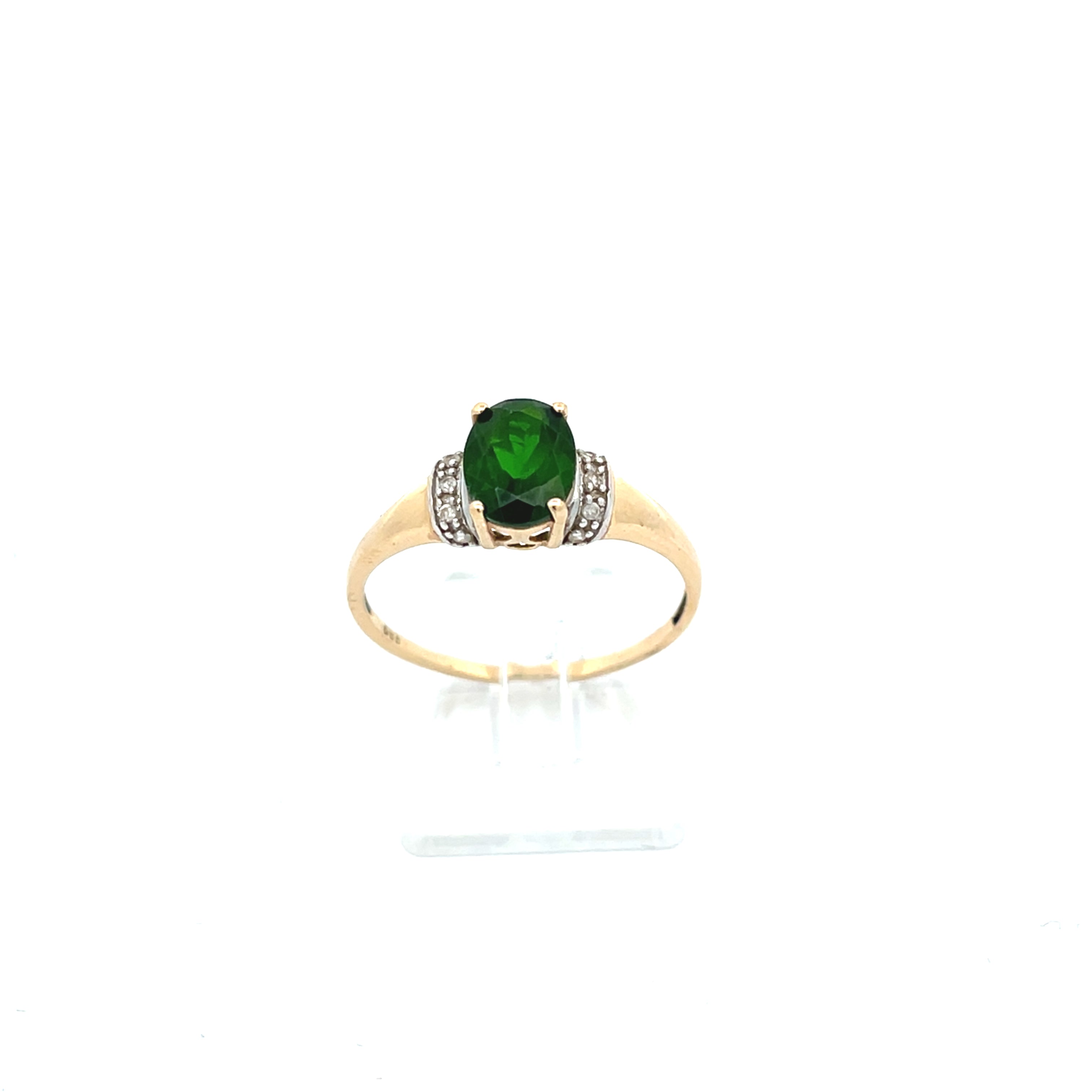 Ring Gelb Gold 585 14kt Gr.60 Farbstein grün und Zirkonia