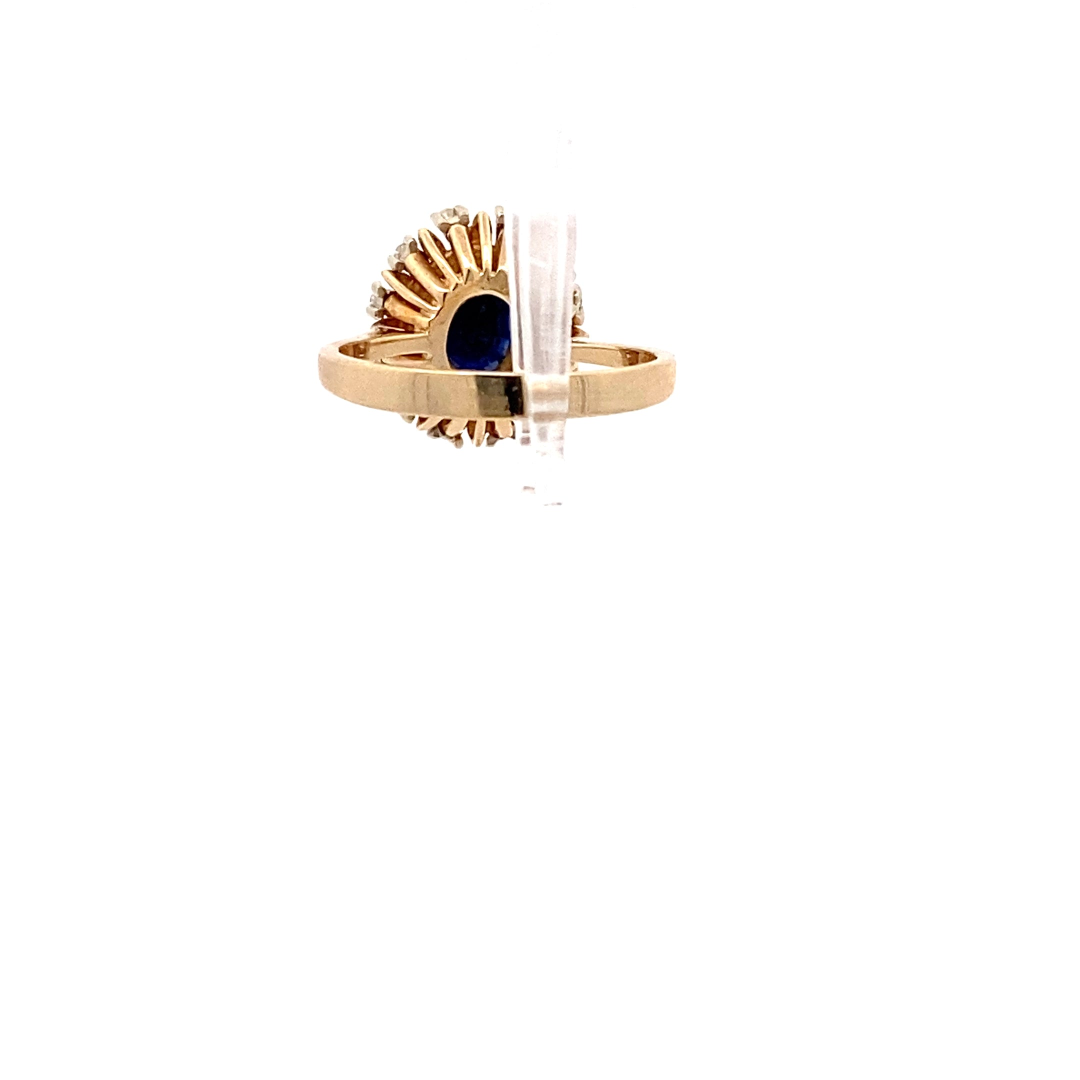 Brillanten Ring Gelb Gold mit Farbstein blau 585 14 Karat