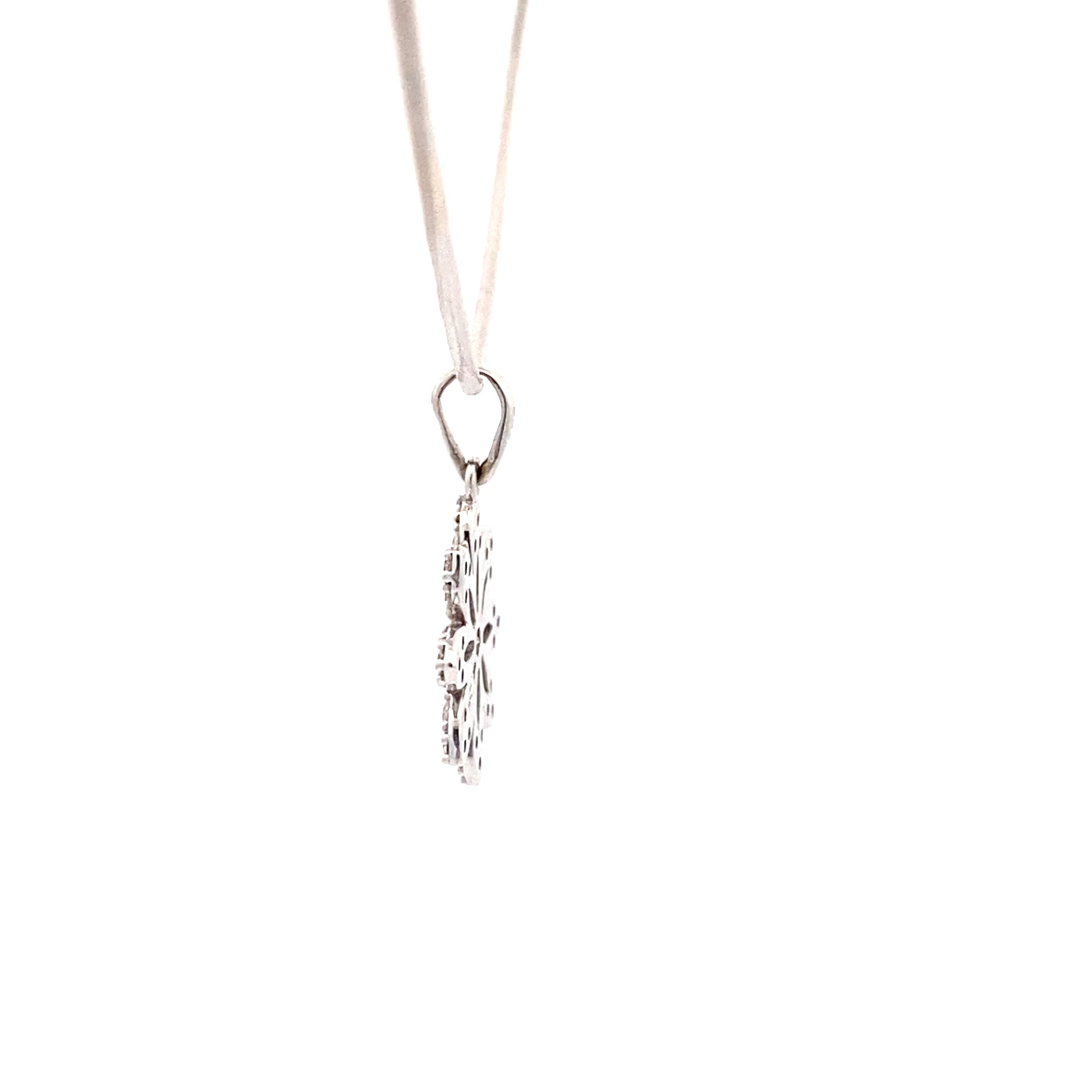 Kette Blume Weißgold 585 14 Karat mit Zirkonia