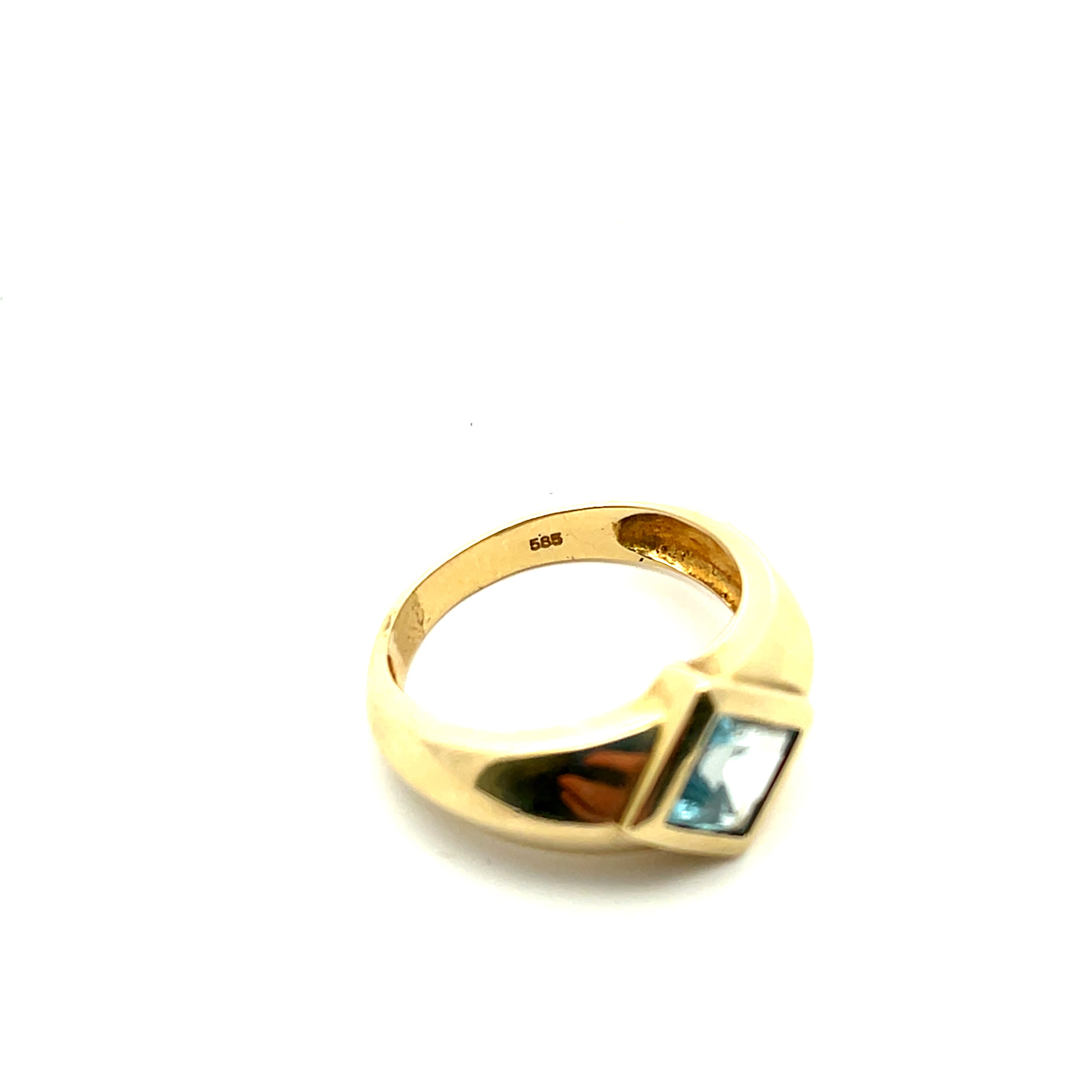 Ring Gelb Gold 585 14 Karat mit Farbstein blau