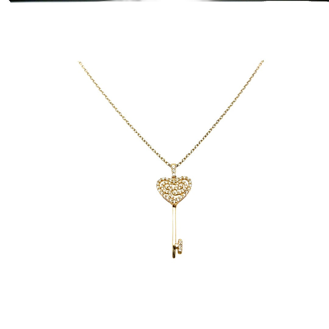 Kette mit Anhänger Schlüssel Herz ca.45,5 cm 375/9kt