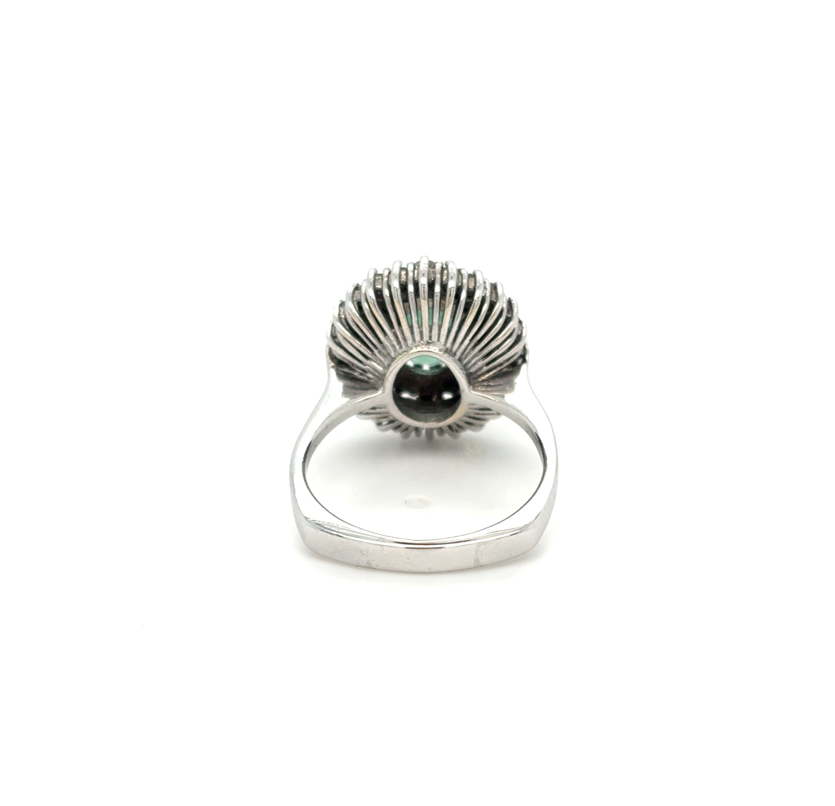Ring Weiß Gold 585 14 kt Brillanten Schmuckstein Grün Damen