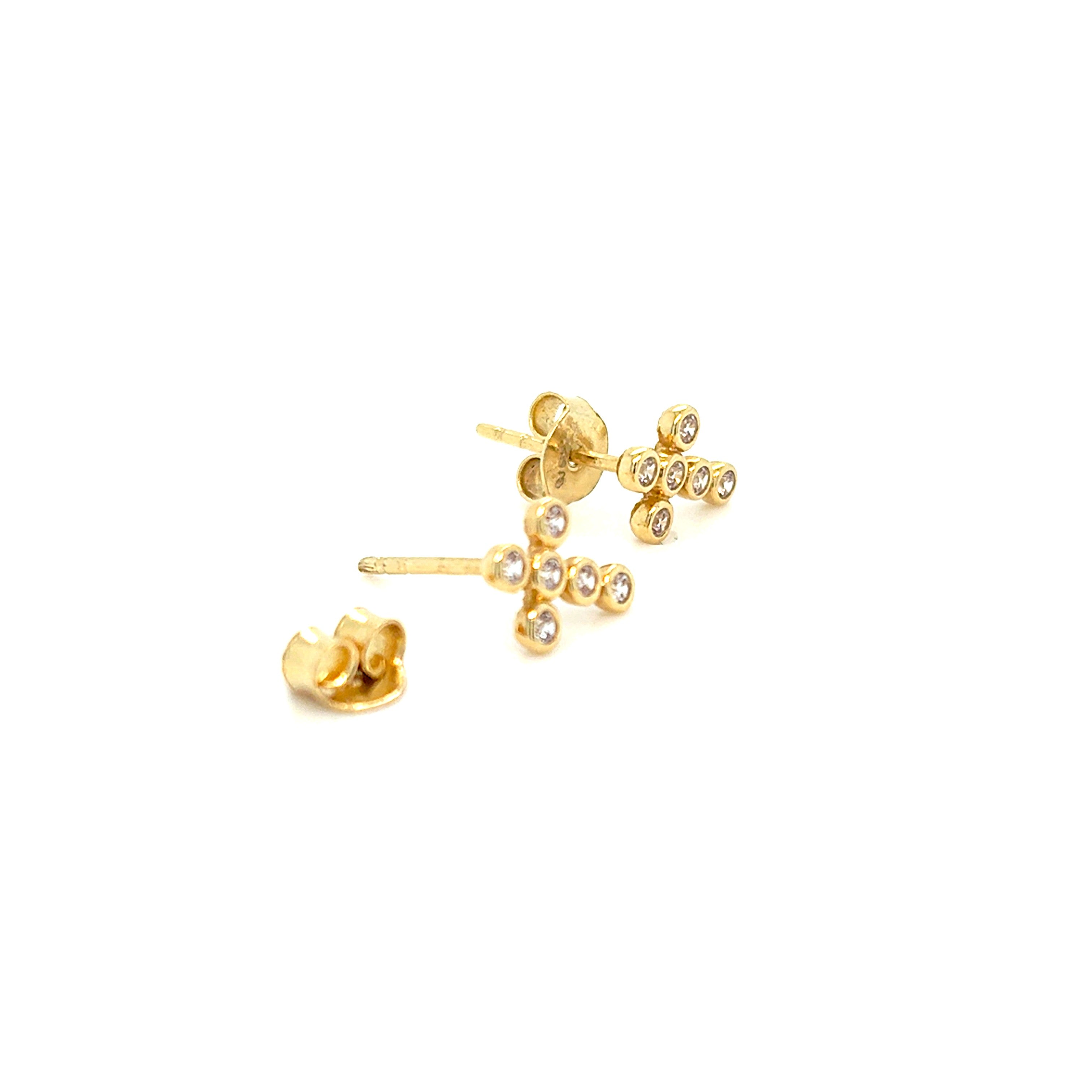 Ohrringe Gold Zirkonia Kreuz Stecker