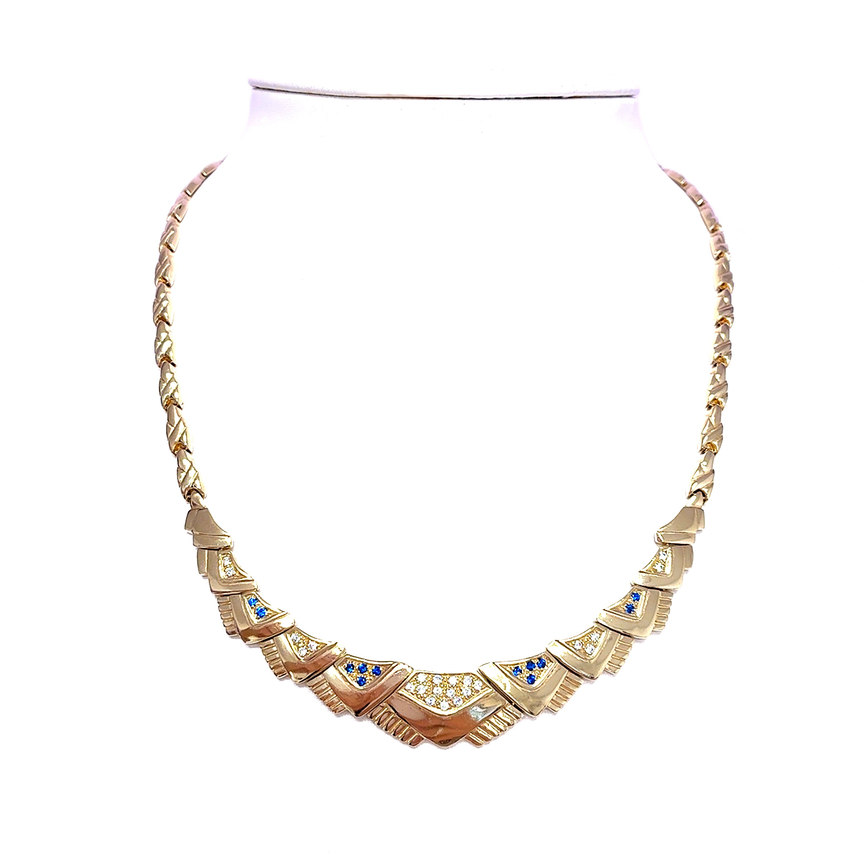 Damen Collier Gelbgold 585/14 kt Zirkonia Schmuckstein