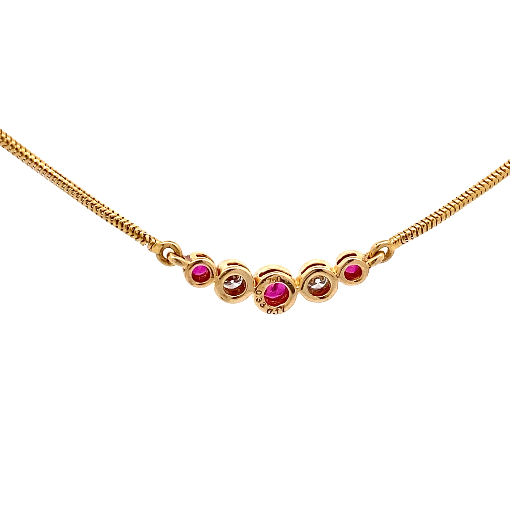 Brillantenkette Gelb Gold 750 18 Karat mit Farbsteinen rosa