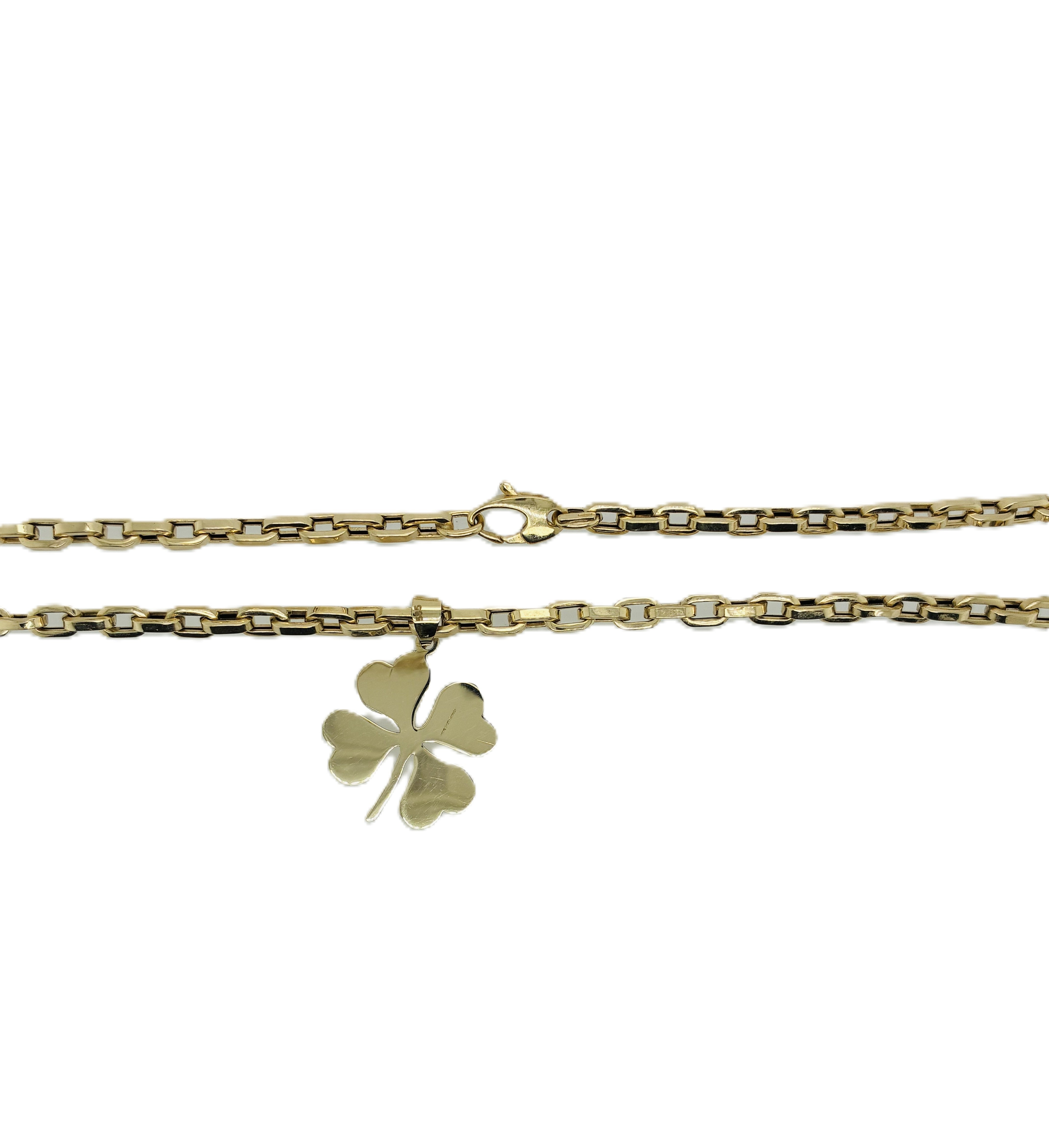 Goldkette mit Kleeblatt Anhänger 585/14kt 44cm