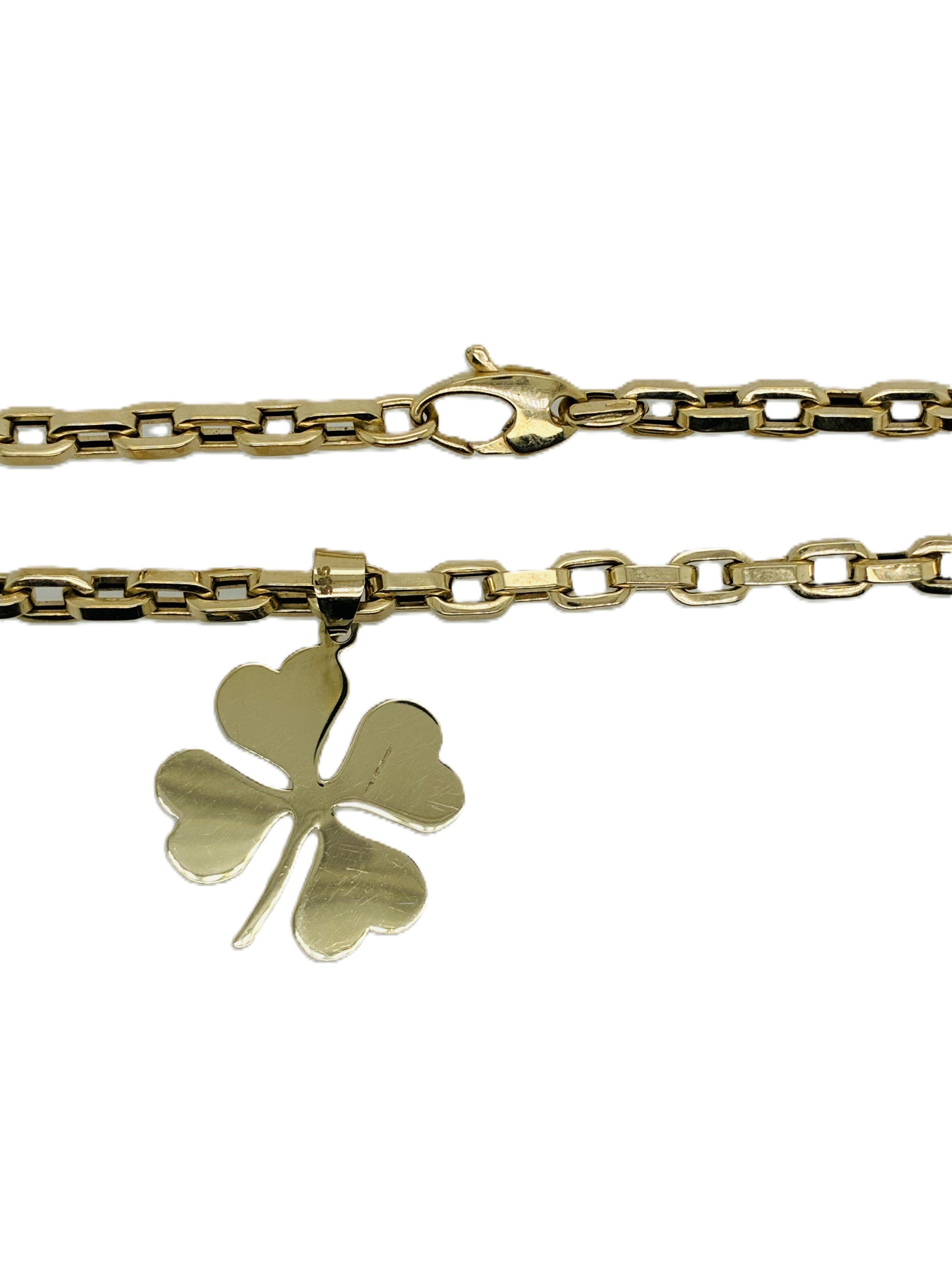 Goldkette mit Kleeblatt Anhänger 585/14kt 44cm