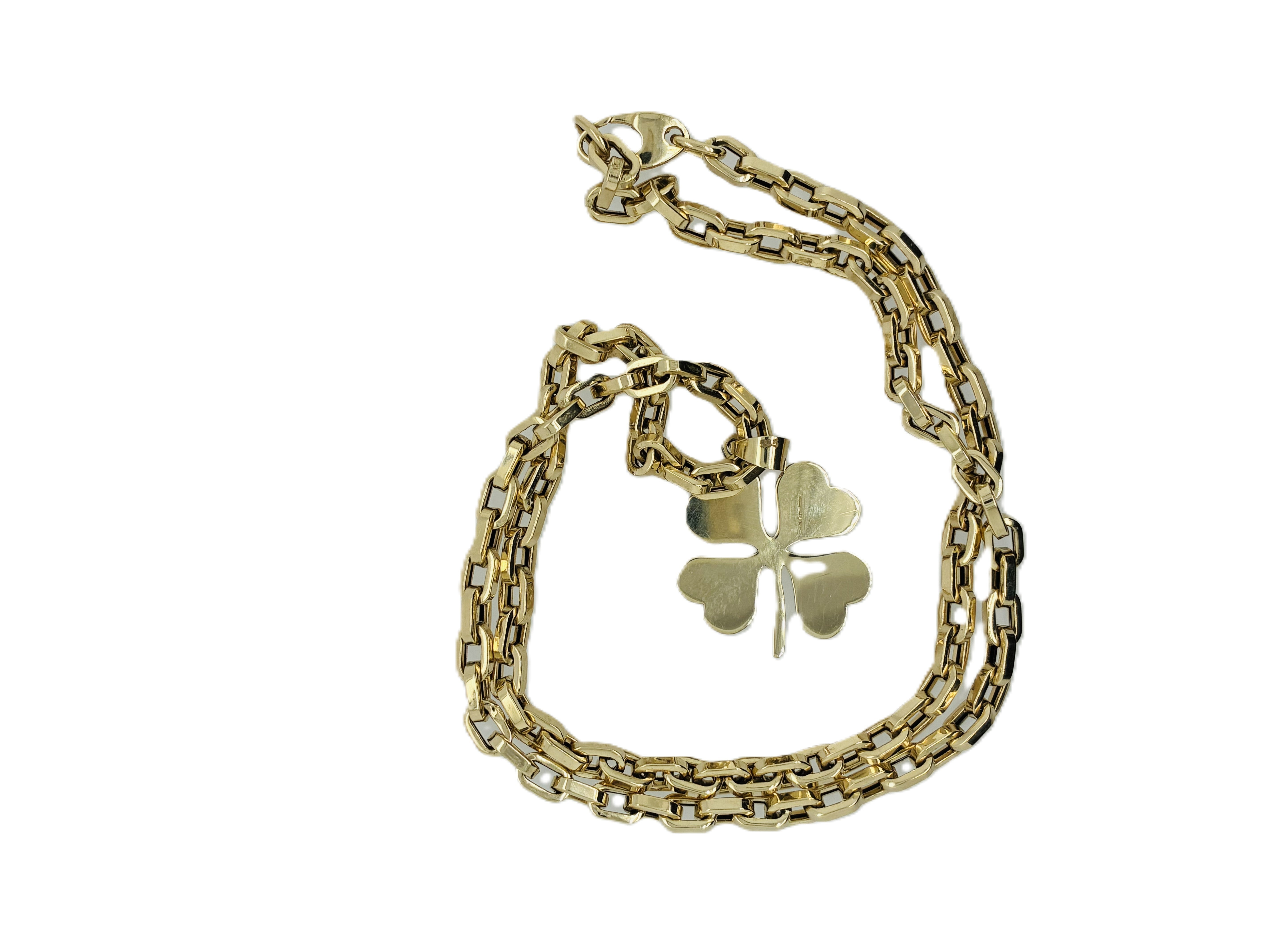 Goldkette mit Kleeblatt Anhänger 585/14kt 44cm
