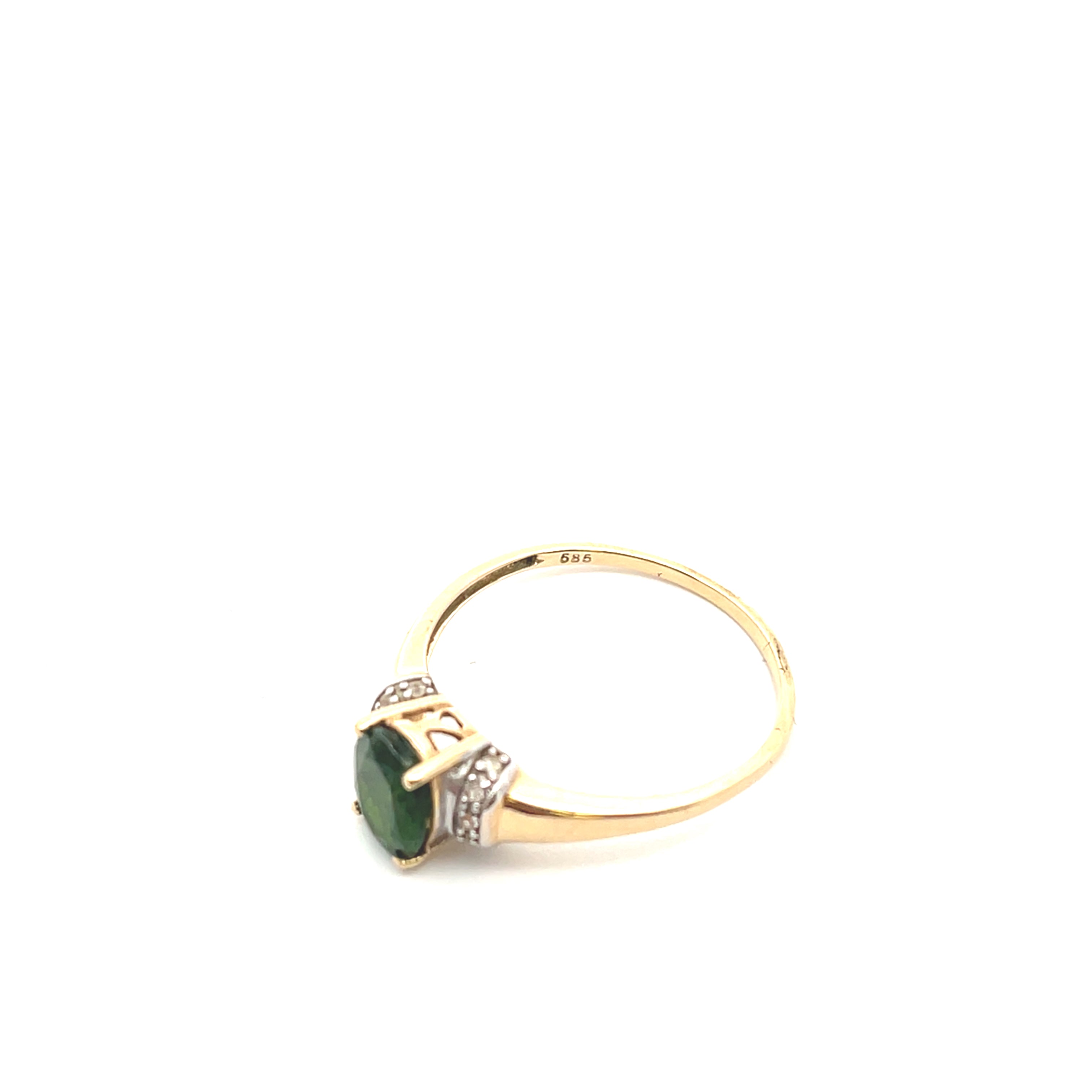 Ring Gelb Gold 585 14kt Gr.60 Farbstein grün und Zirkonia