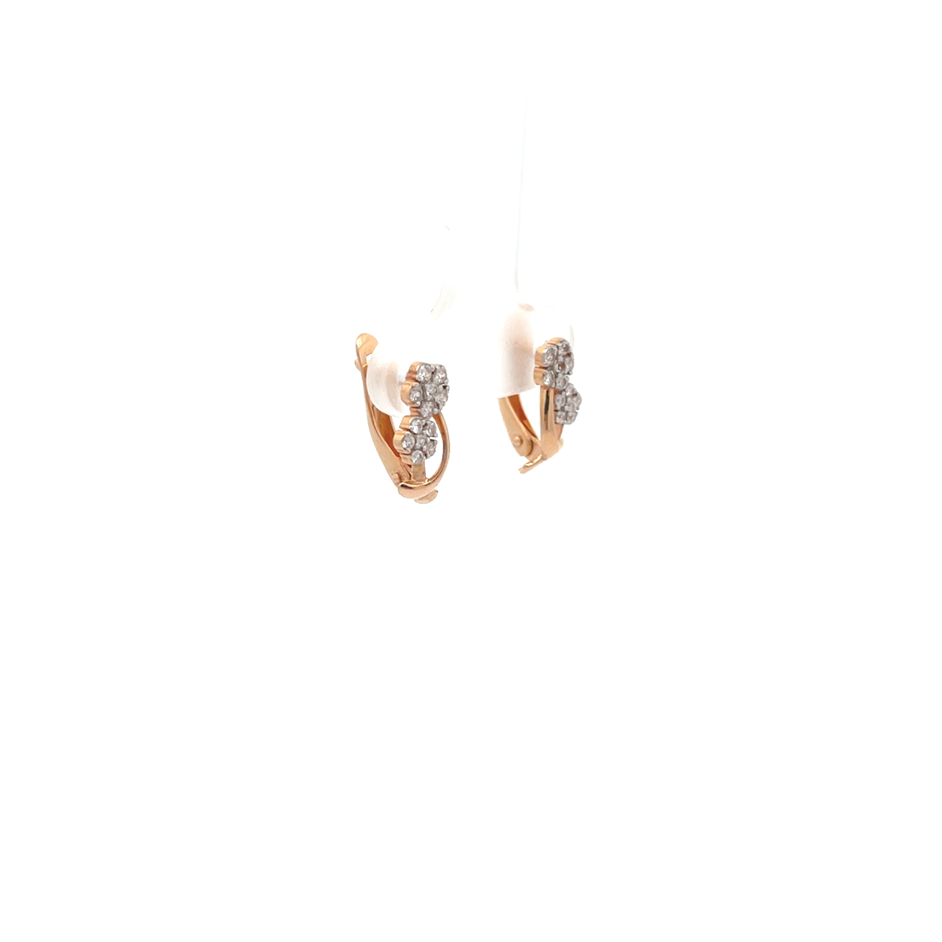 Blumen Ohrringe Rot Gold mit Zirkonia 583 14 Karat