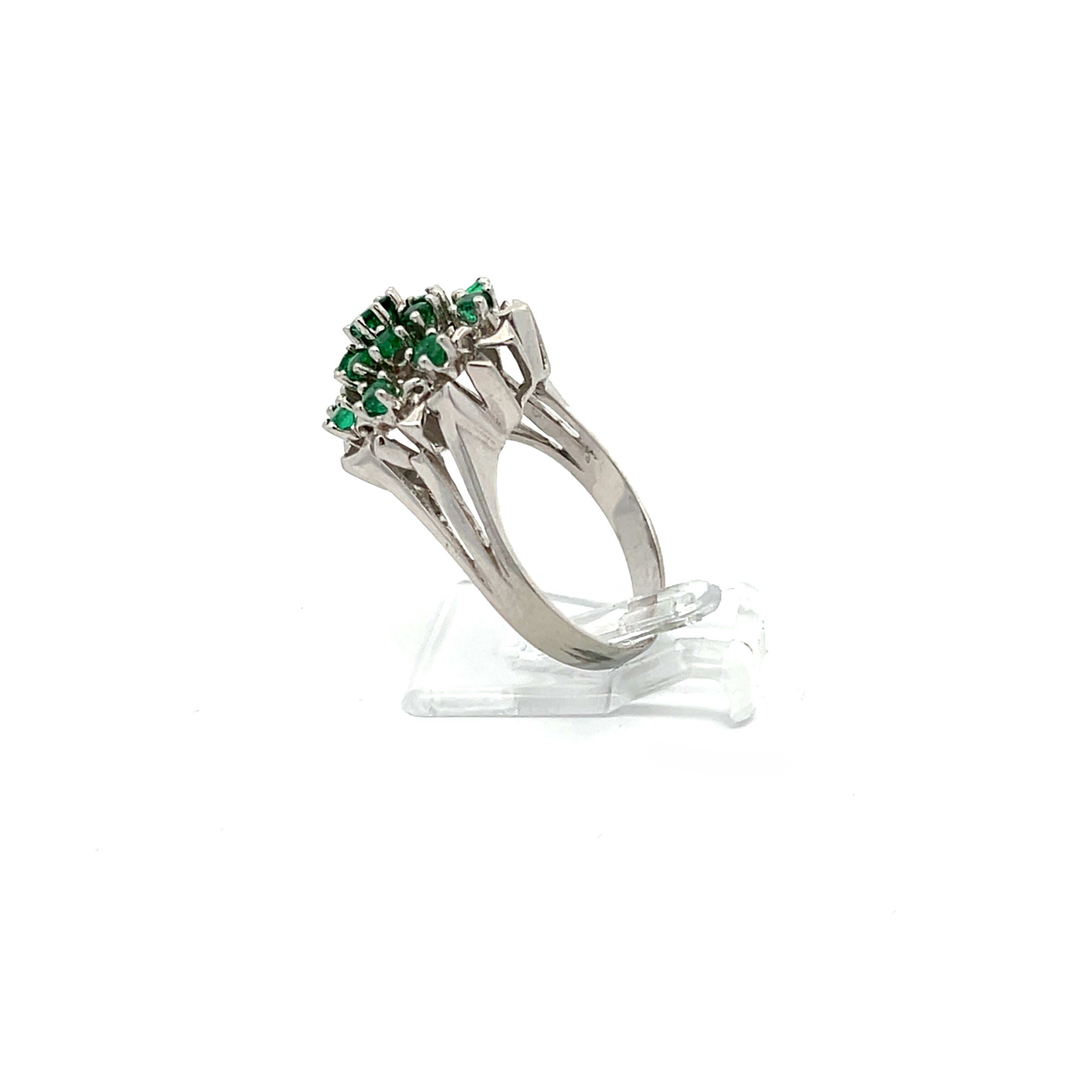 Ring Weißgold 585 14 Karat mit Farbsteinen grün