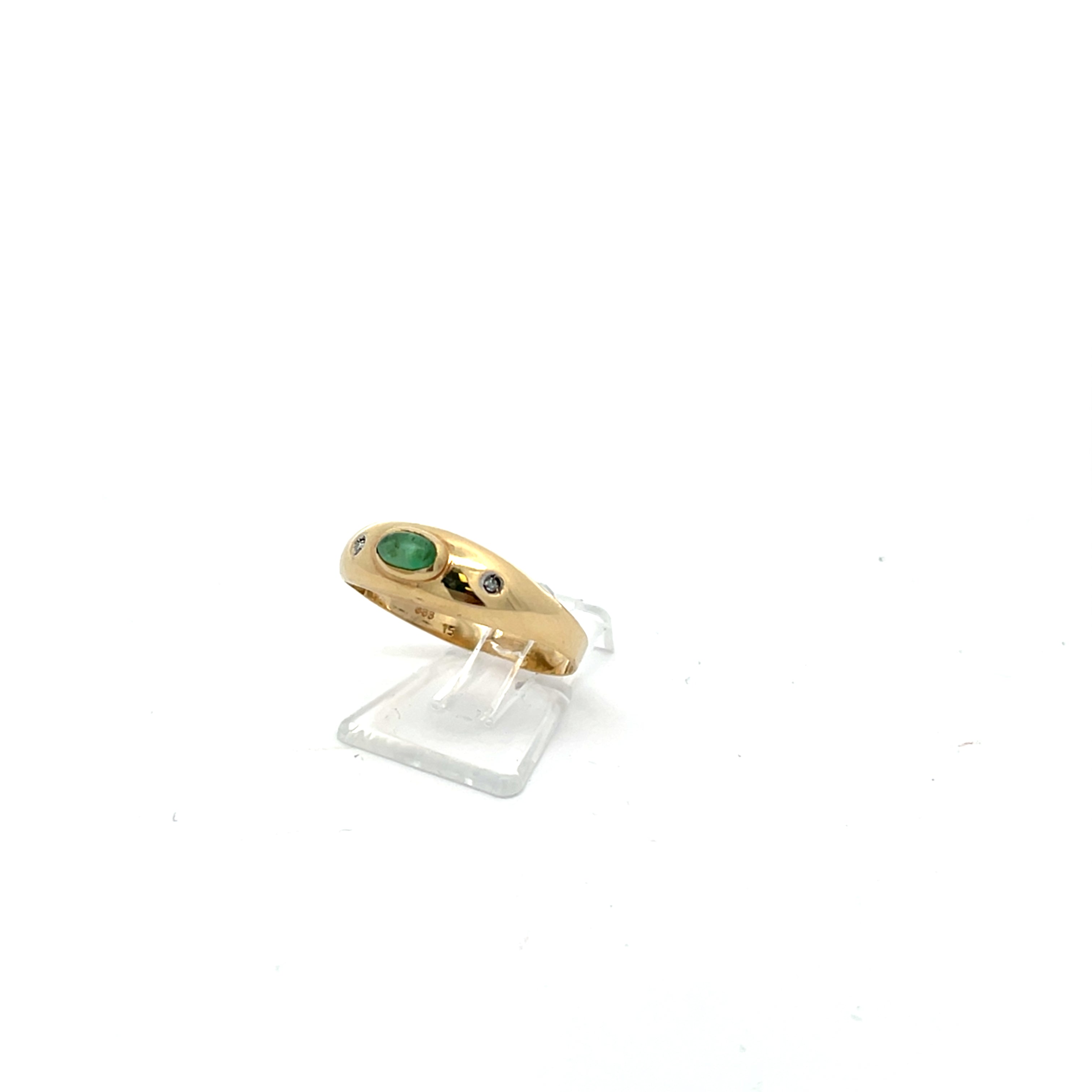 Diamanten Ring Gelb Gold 333 8 Karat mit Farbstein grün