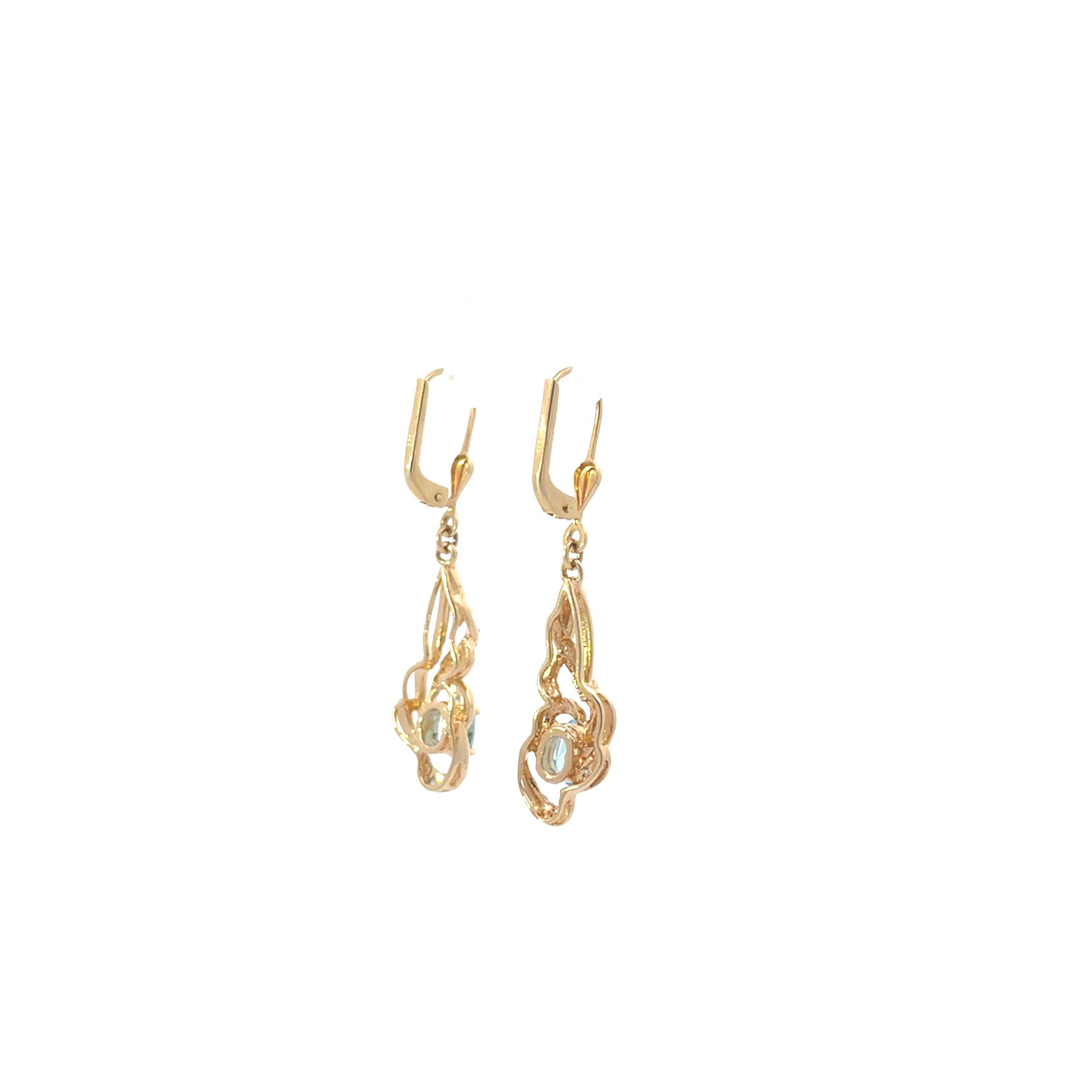 Ohrring Gold 585 14 Karat mit Farbsteinen blau