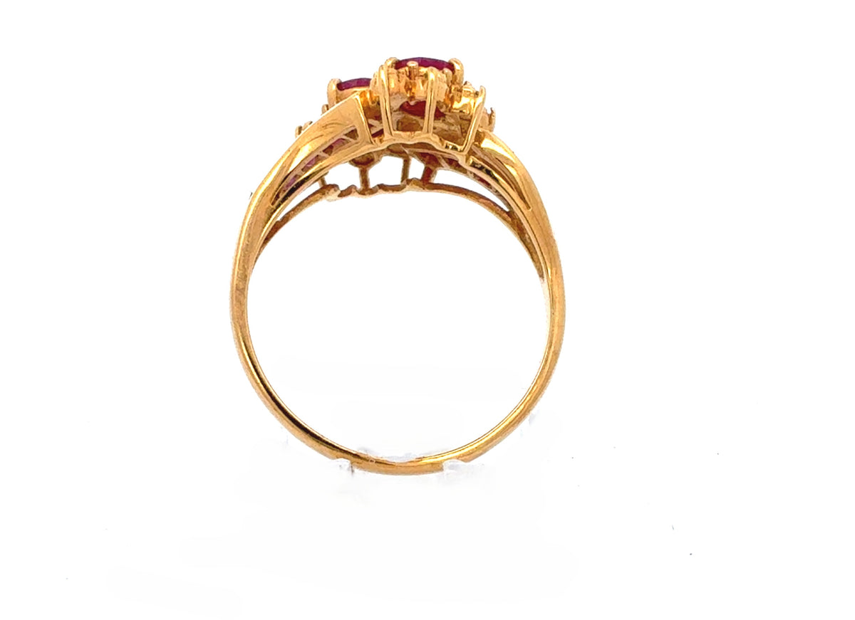 Ring Gelb Gold 333 8K Unisex Schmuckstein Magenta