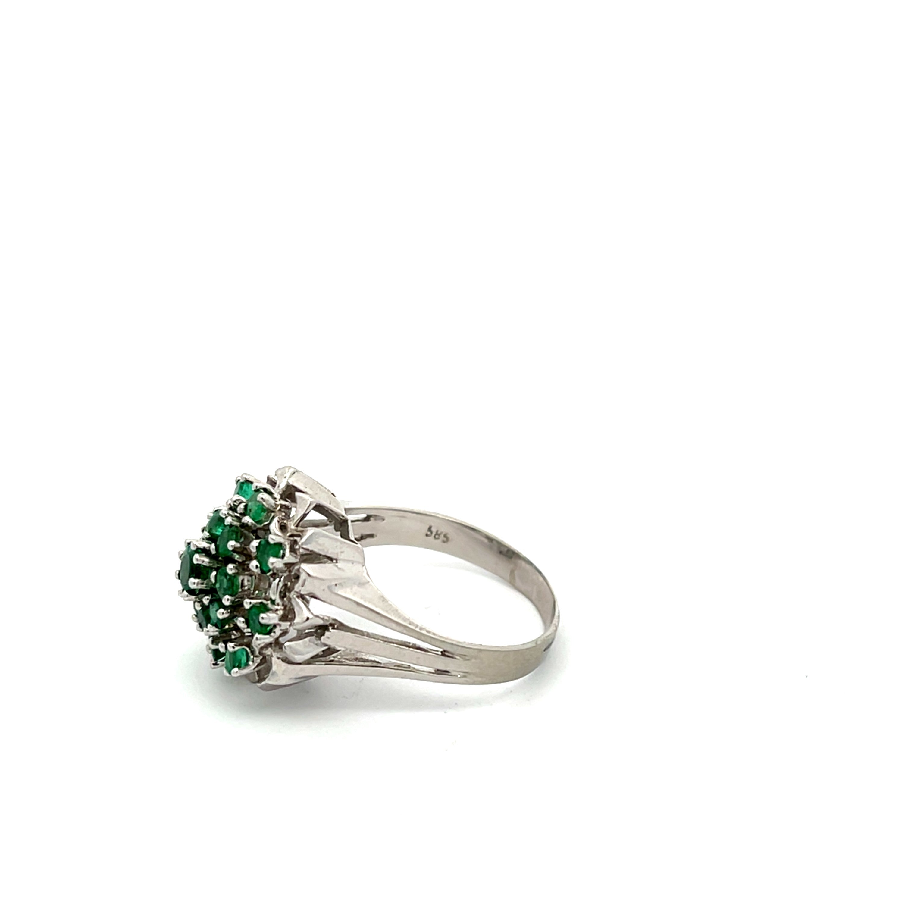 Ring Weißgold 585 14 Karat mit Farbsteinen grün