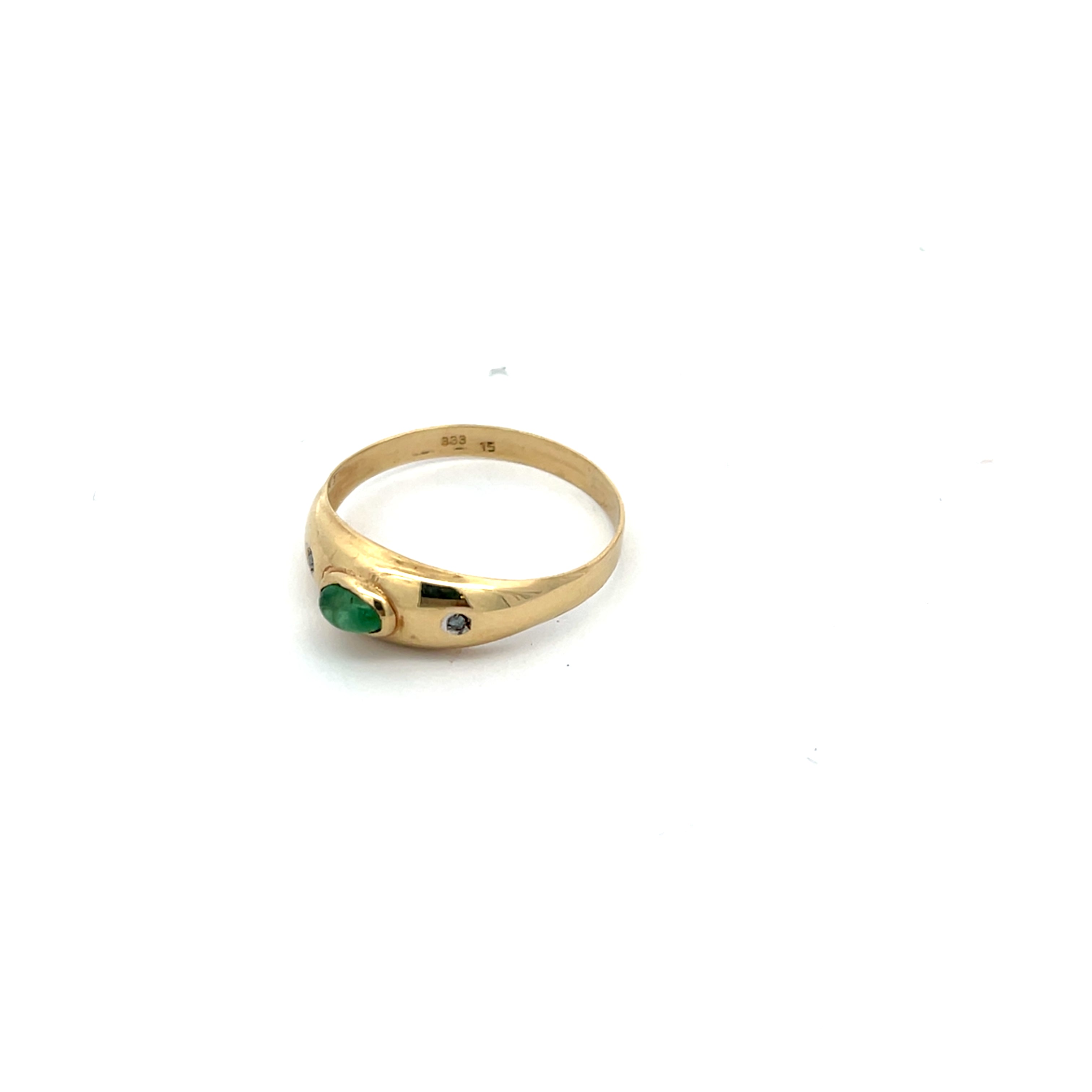 Diamanten Ring Gelb Gold 333 8 Karat mit Farbstein grün