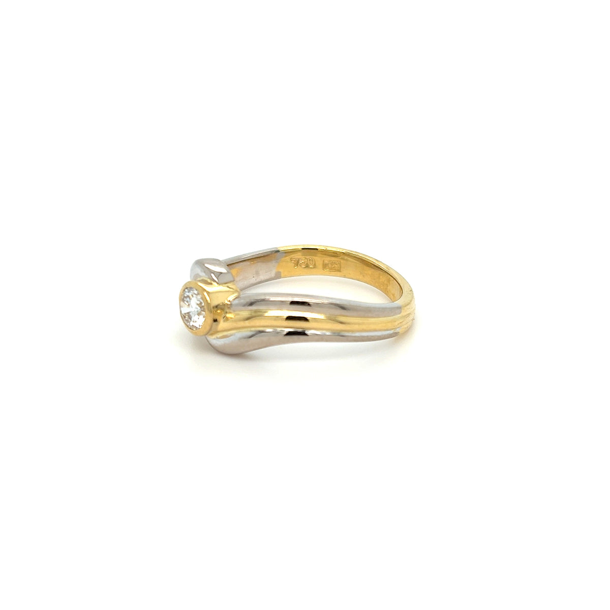 Ring Gelb Weiß Gold 750 18 kt Brillant 0,25 ct Damen
