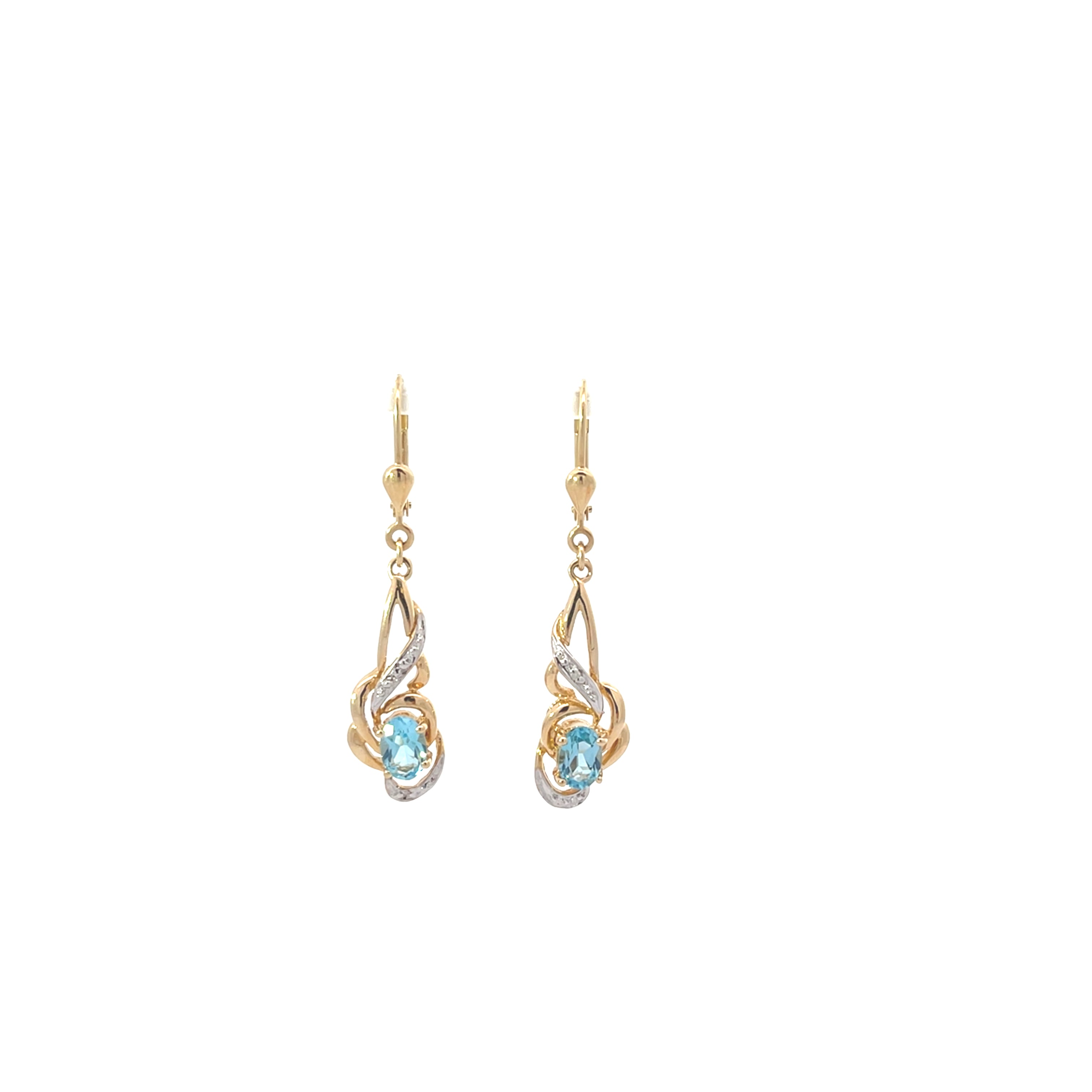 Ohrring Gold 585 14 Karat mit Farbsteinen blau