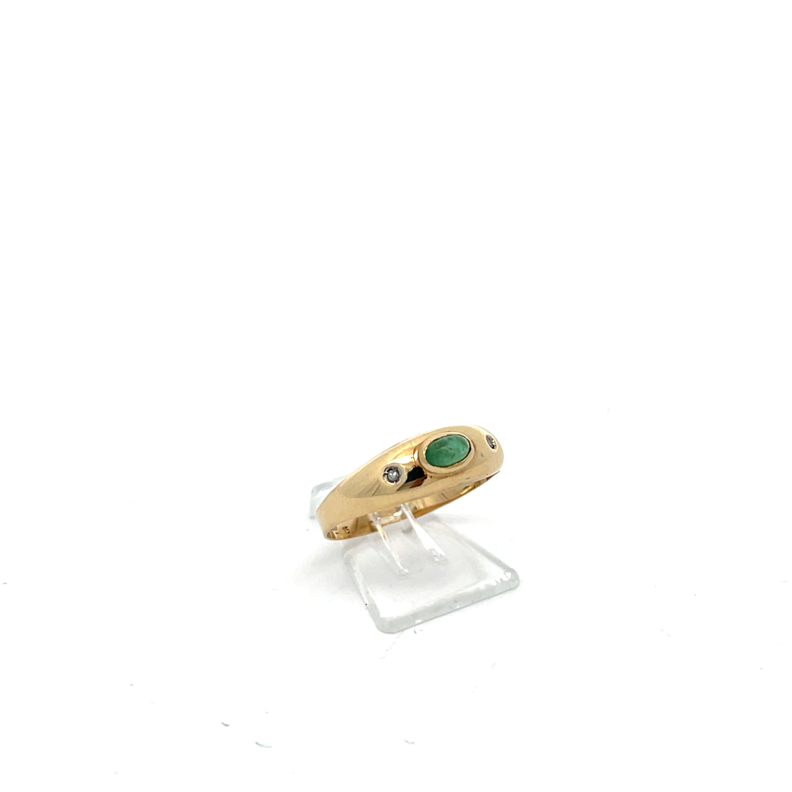 Diamanten Ring Gelb Gold 333 8 Karat mit Farbstein grün