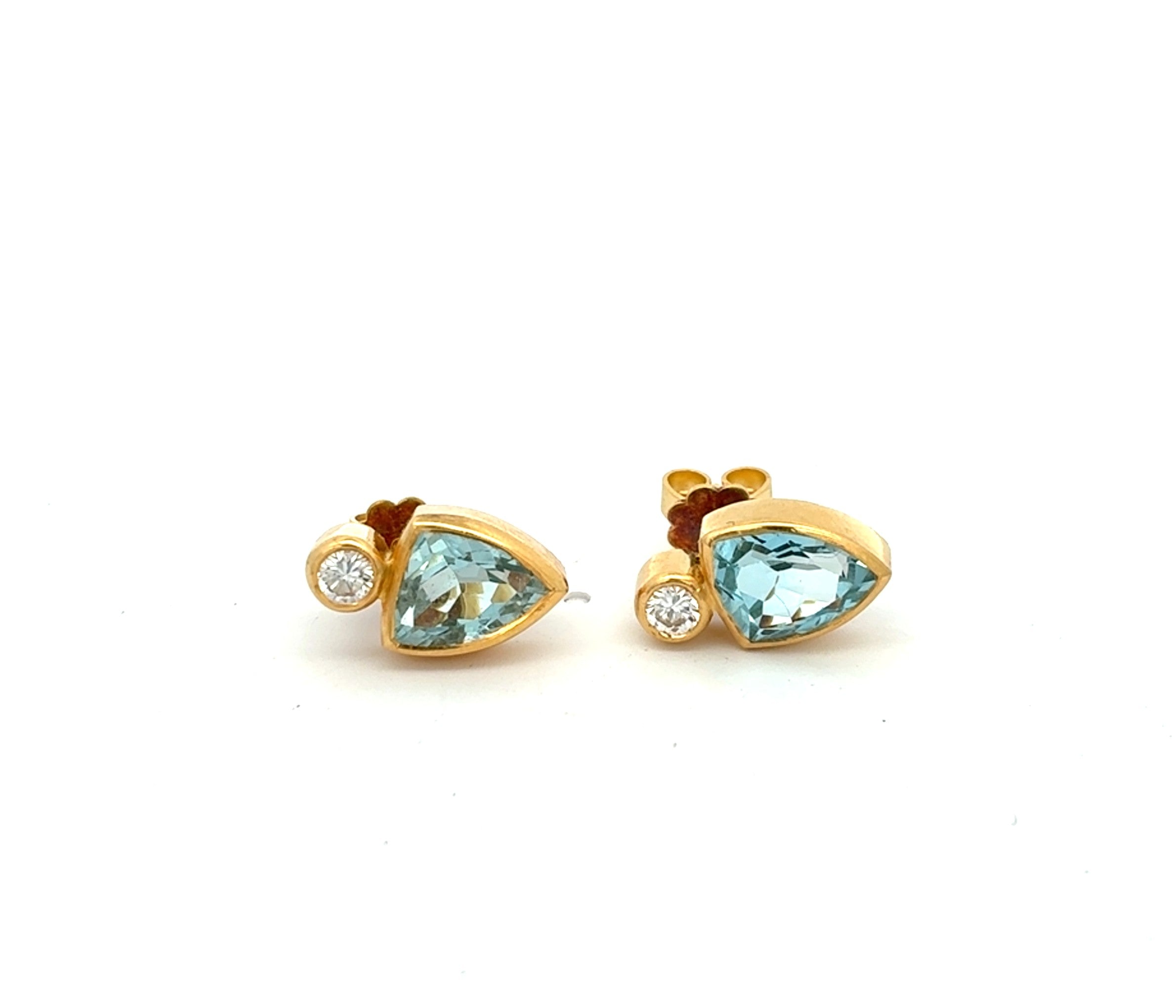 Ohrringe Gelb Gold 750 Brillanten Aquamarin